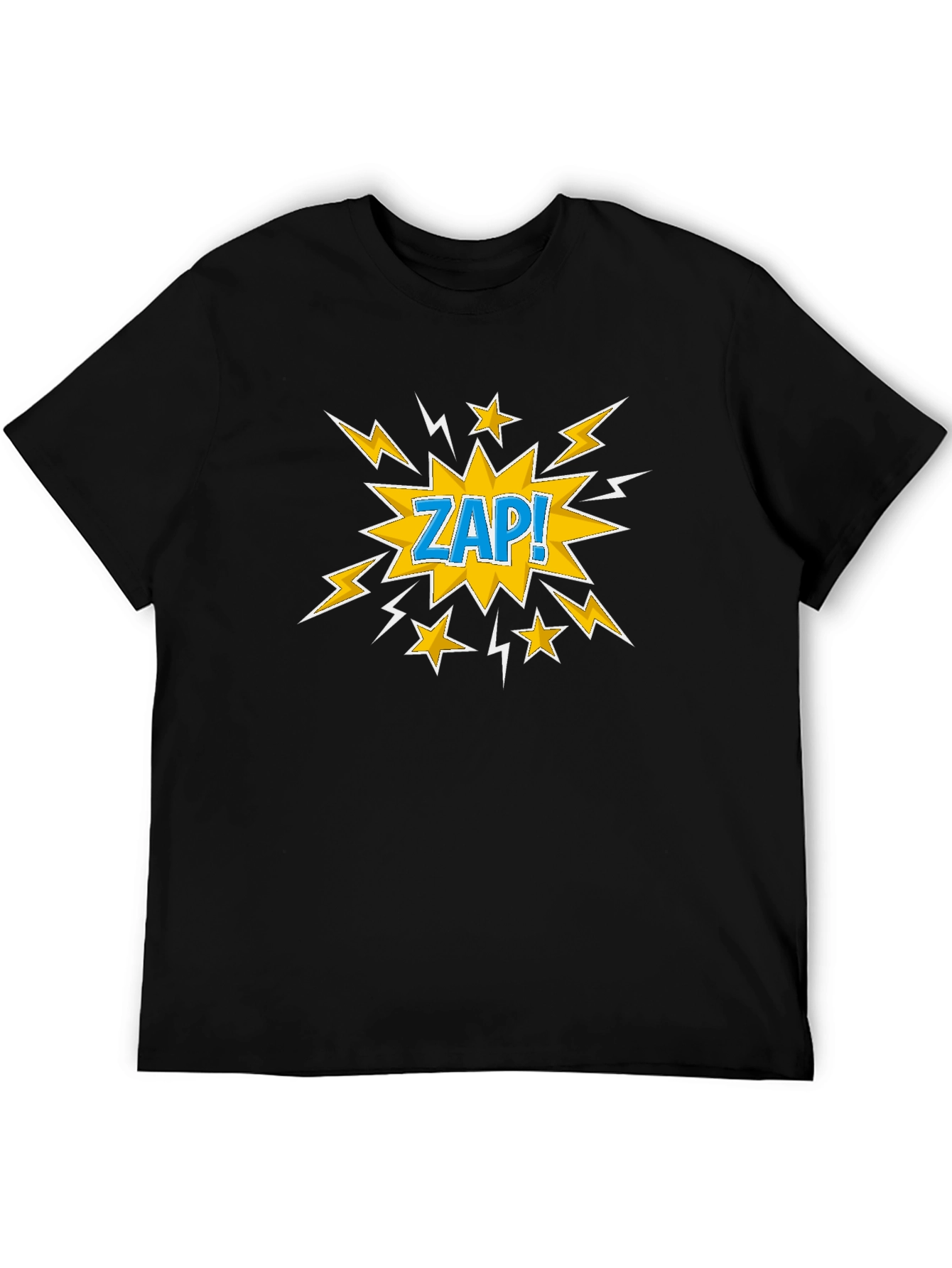 Black Zap! Graphic Print T-Shirt - Black Cotton Tee view 5