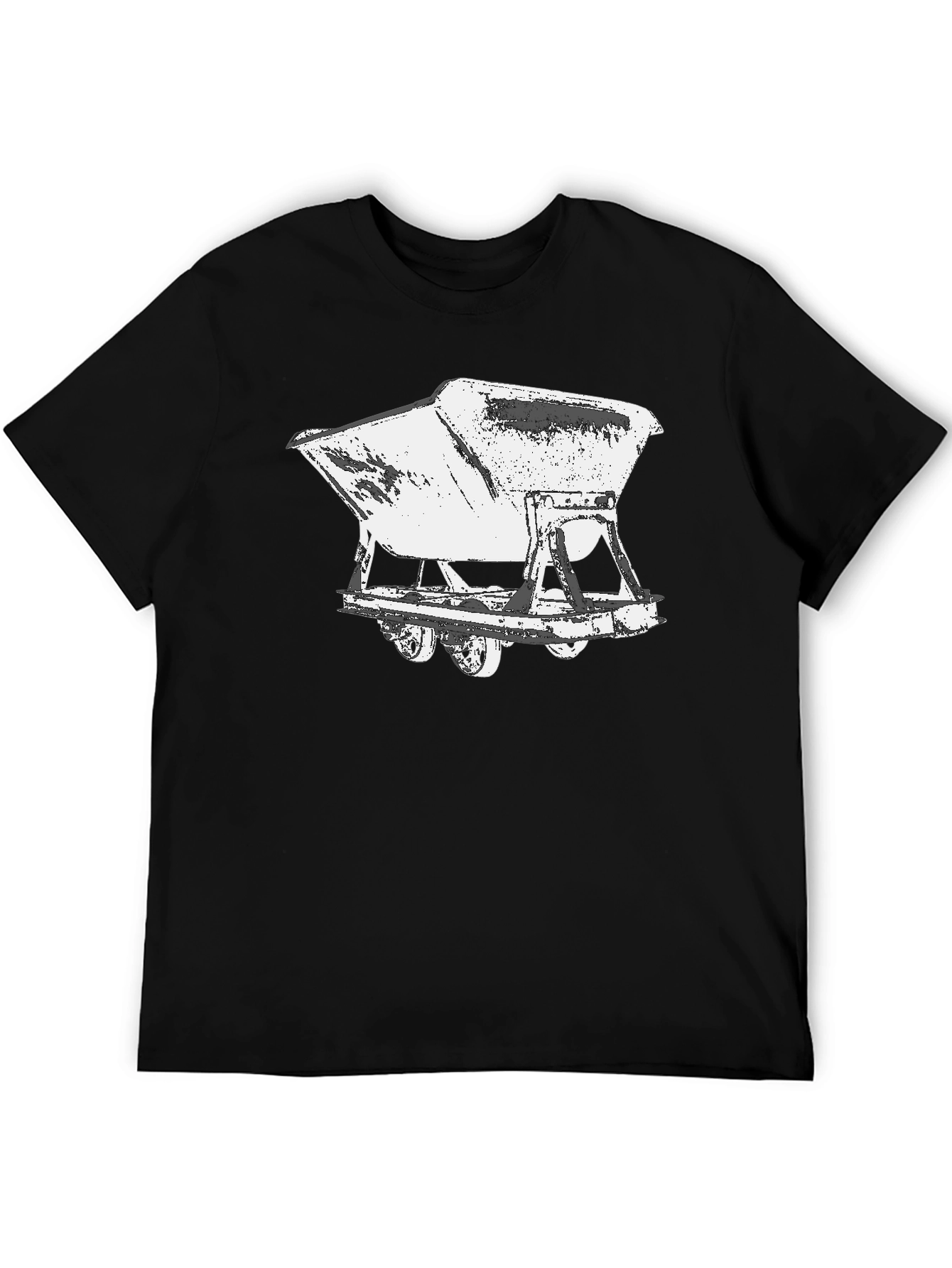 Black Vintage Mine Cart Graphic Tee - Black Cotton Shirt view 5