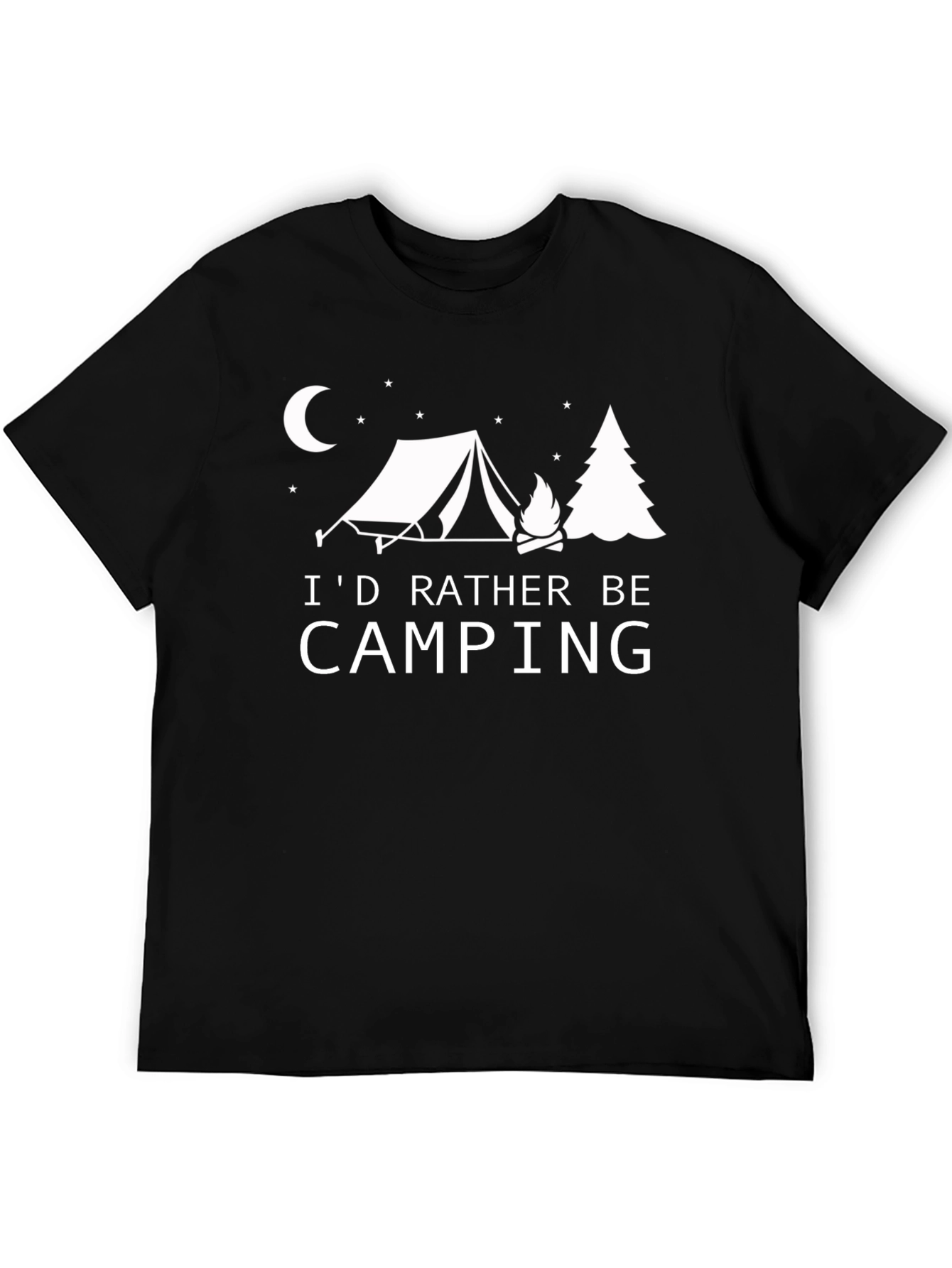 Black Camping Graphic T-Shirt: I'd Rather Be Camping view 5