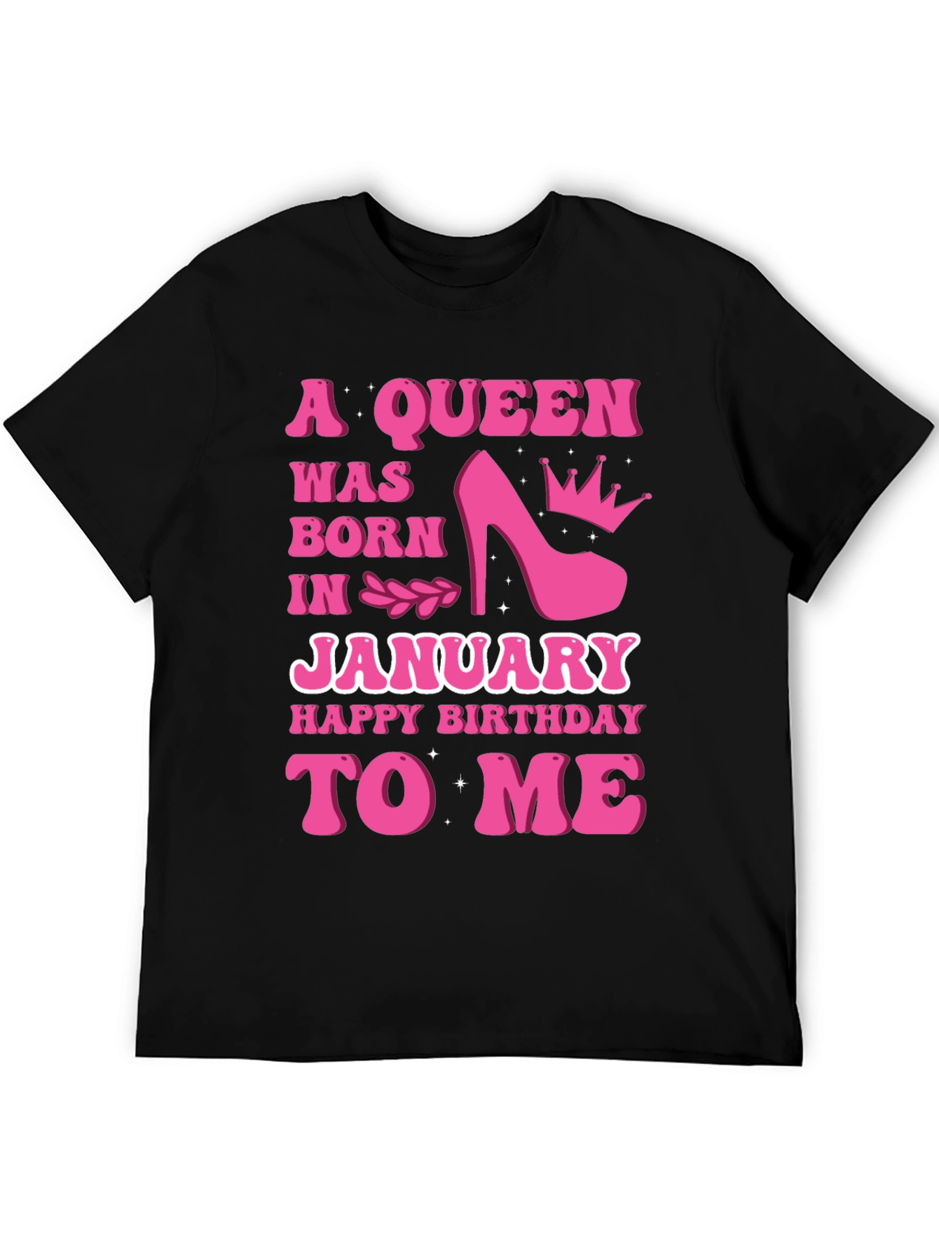 Black A Queen Was Born In January T-Shirt view 5