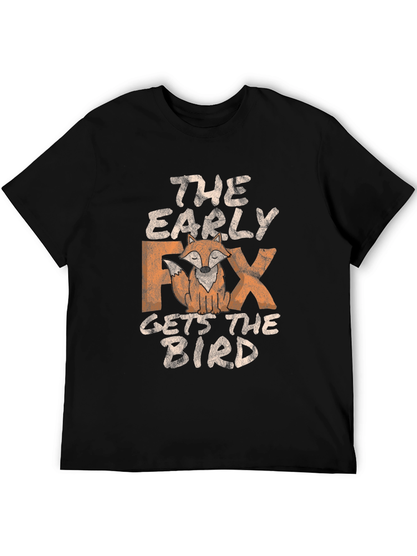 Black Early Fox Gets the Bird Graphic Tee view 5