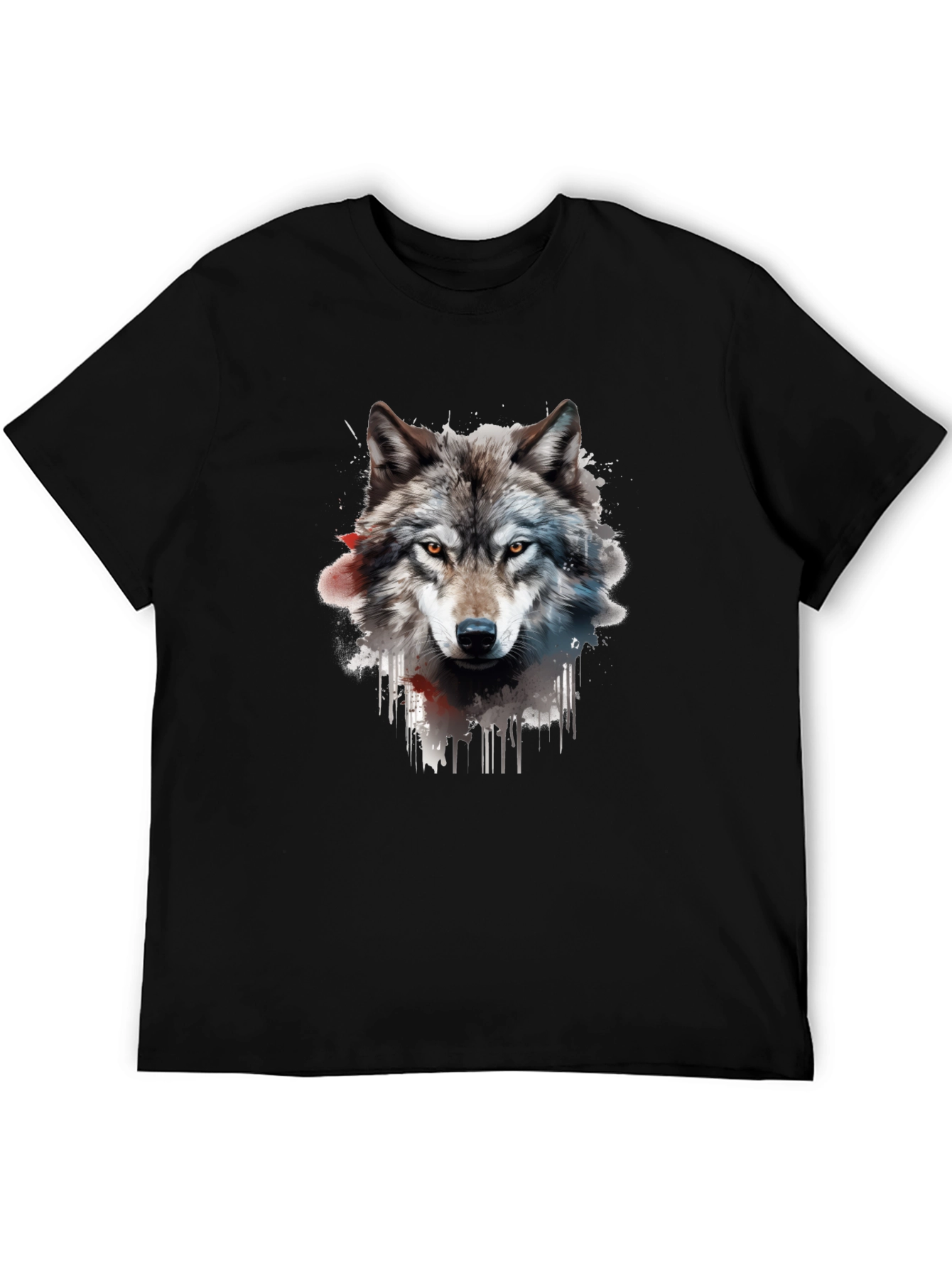 Black Wolf Graphic T-Shirt - Men's Black Tee view 5