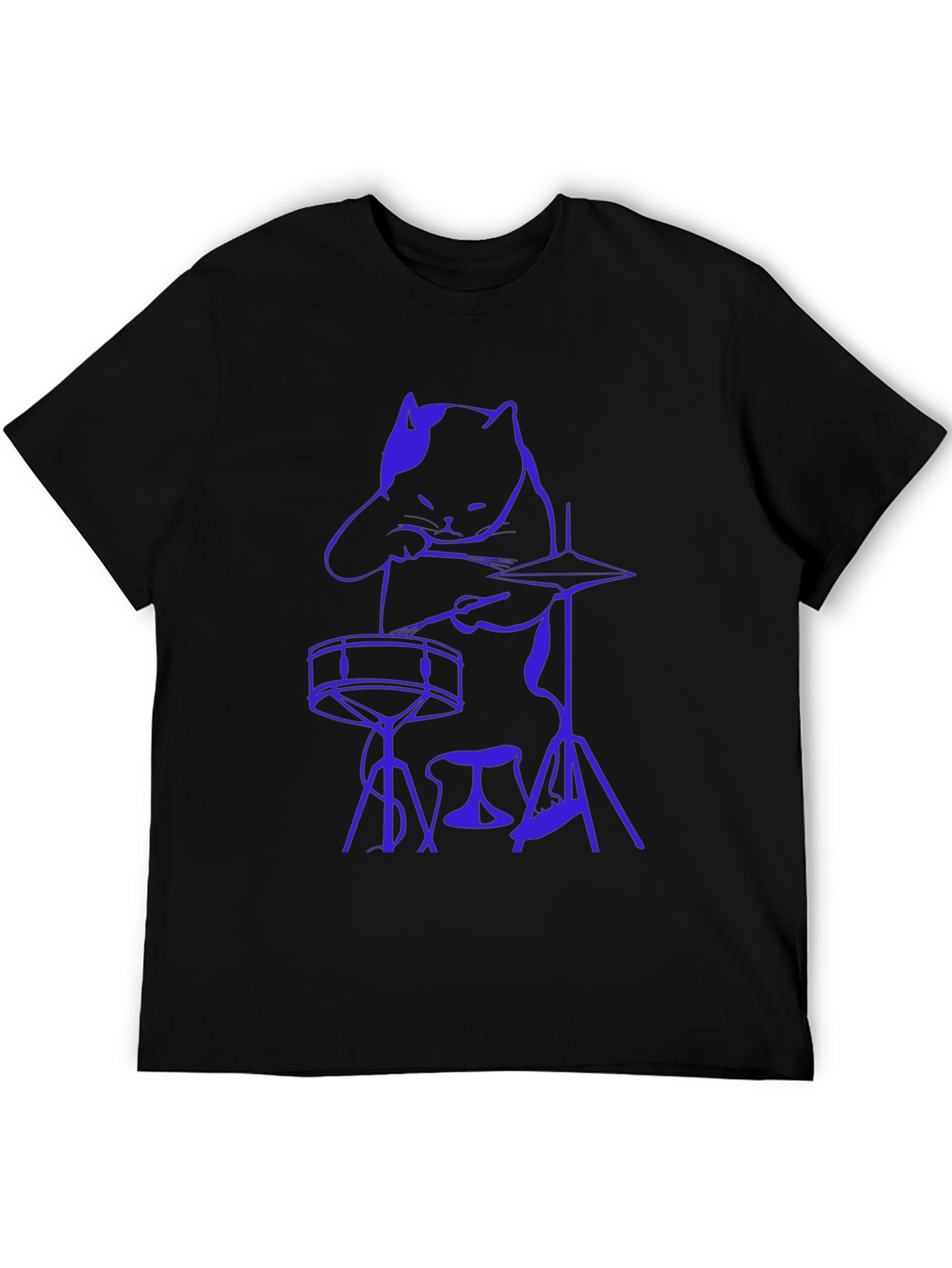 Black Drummer Cat Graphic Tee - Black view 5