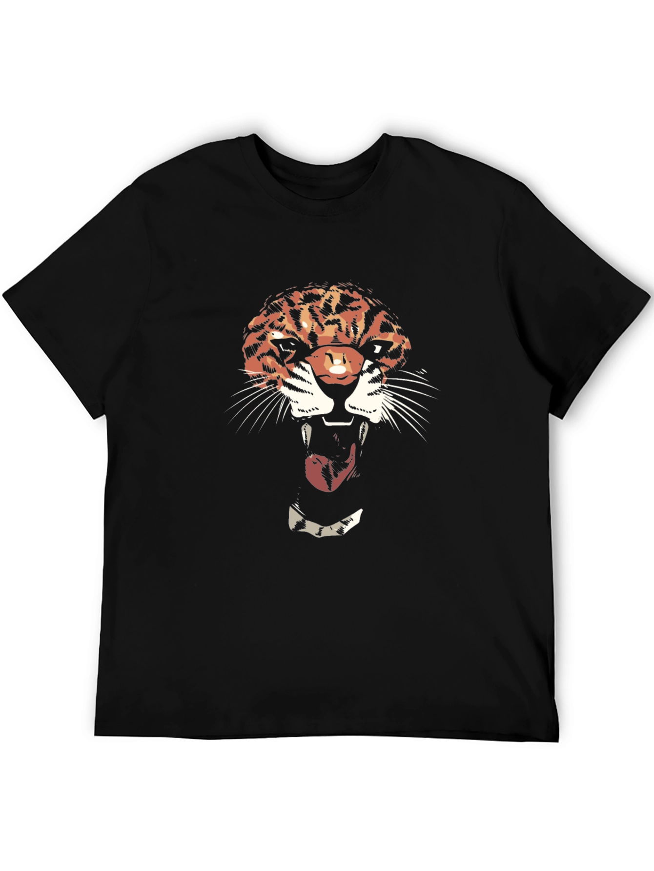 Black Tiger Graphic Tee - Bold Black Cotton T-Shirt view 5