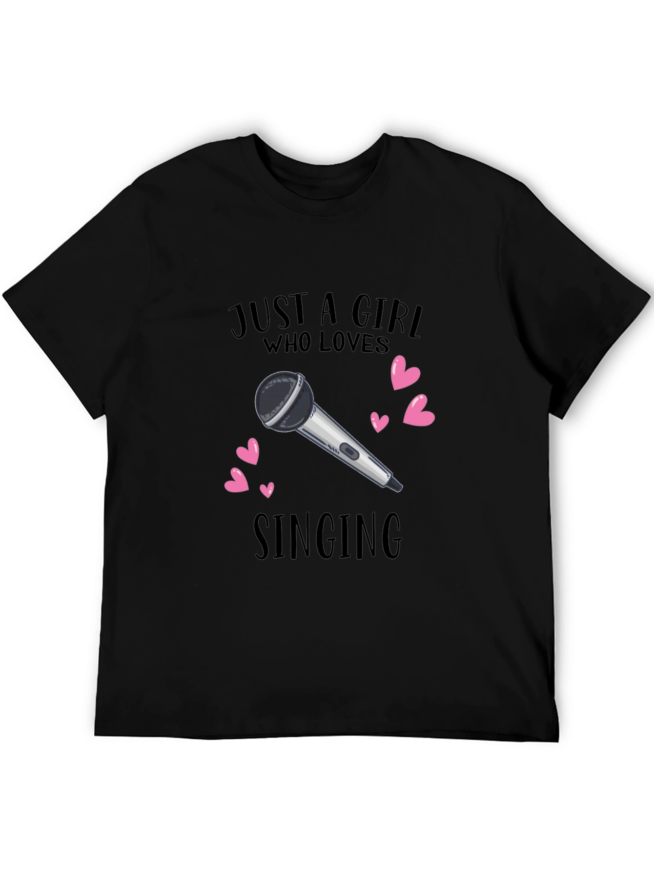 Black Just a Girl Who Loves Singing T-Shirt view 5