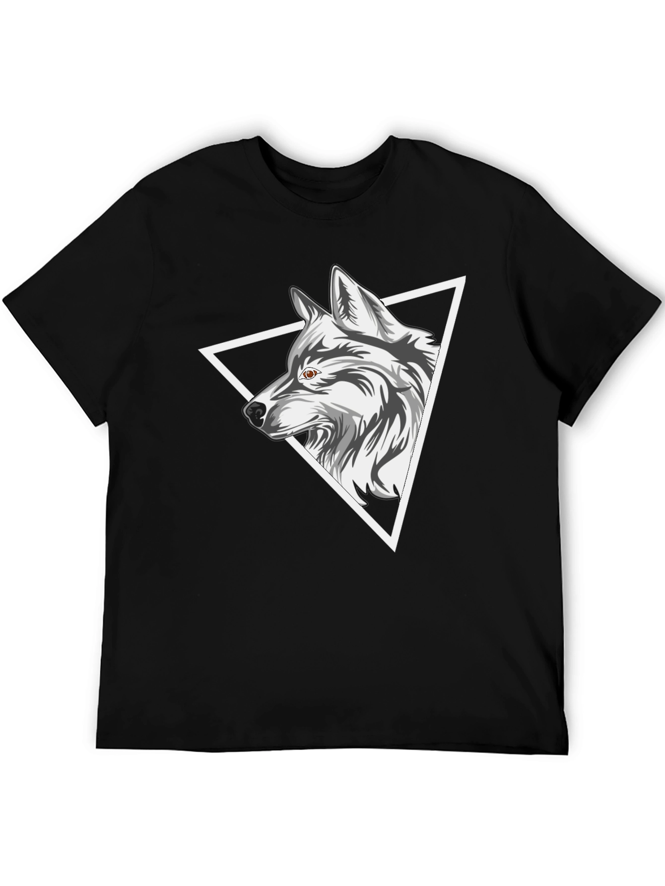 Black Wolf Triangle Graphic Tee - Black view 5
