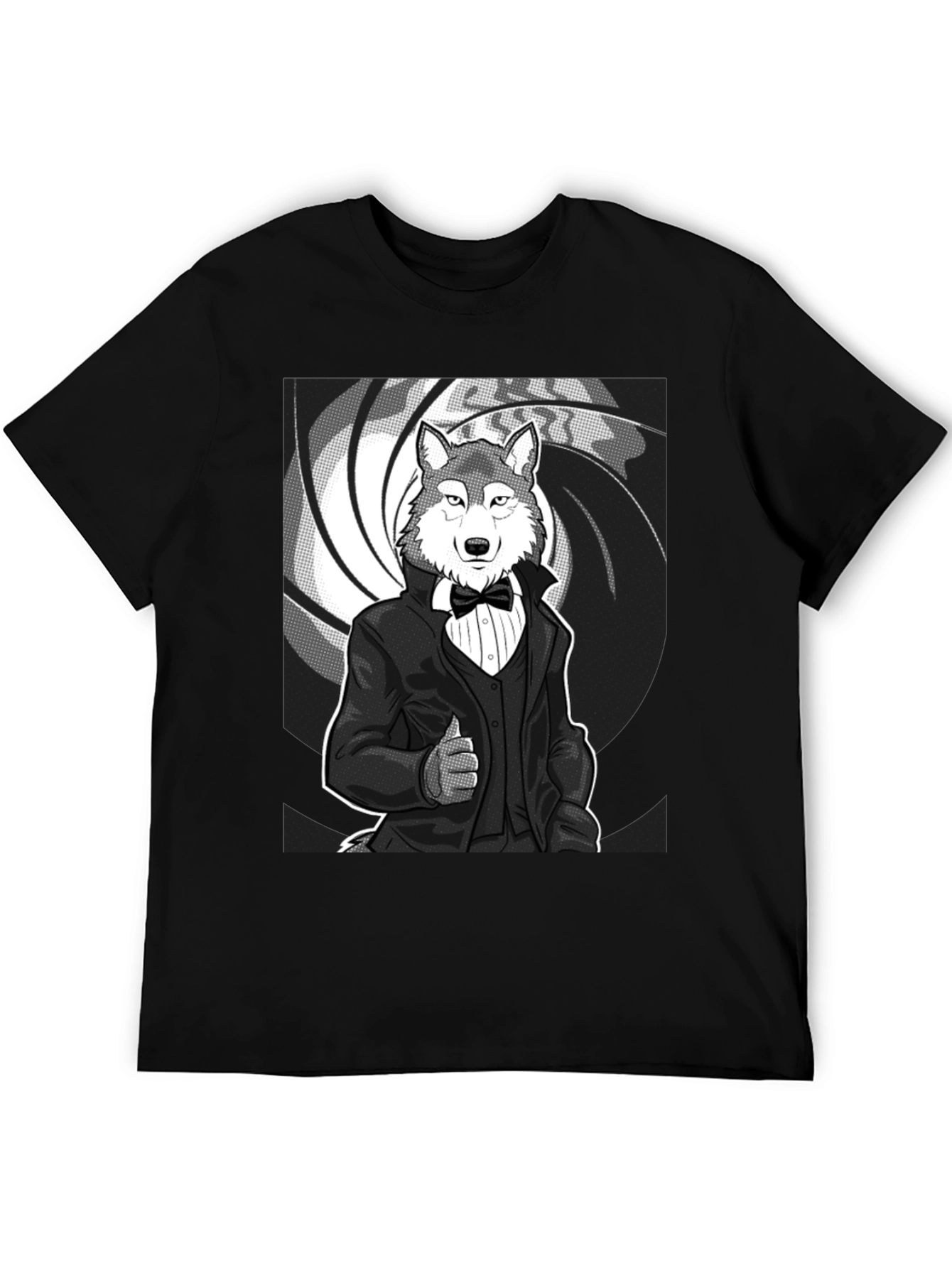 Black Wolf Tuxedo T-Shirt - Suave and Sophisticated Style view 5