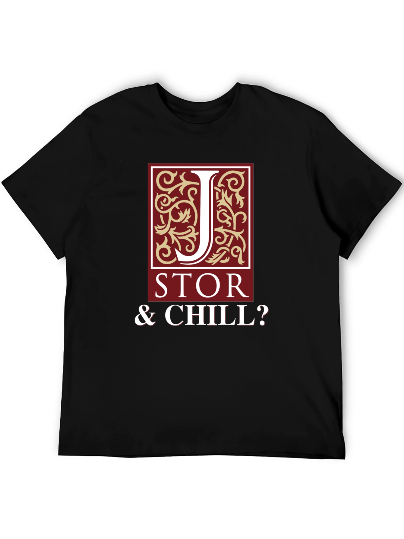 Black JSTOR & Chill? Men's Black Graphic T-Shirt view 5
