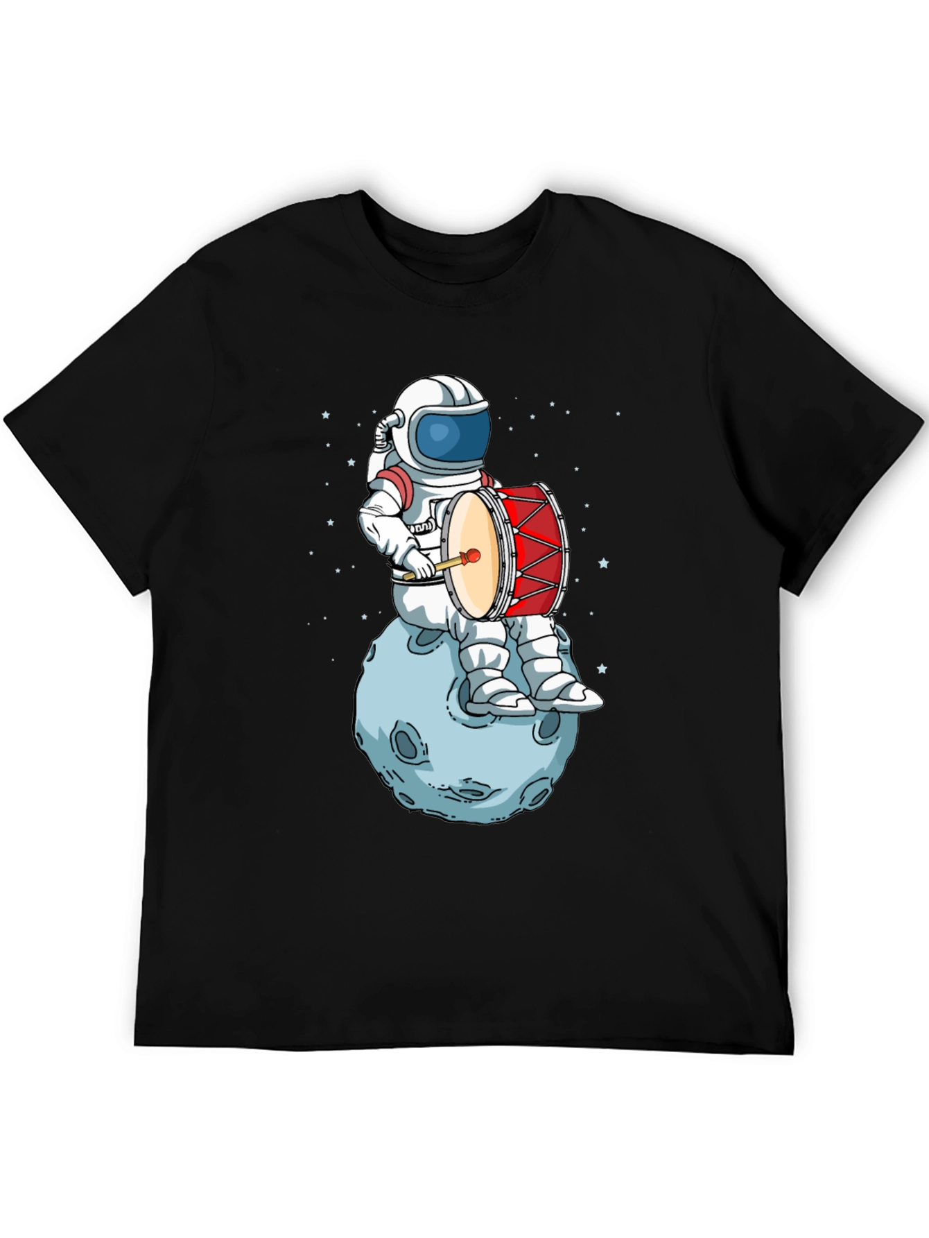Black Astronaut Drummer T-Shirt - Space Music Tee view 5