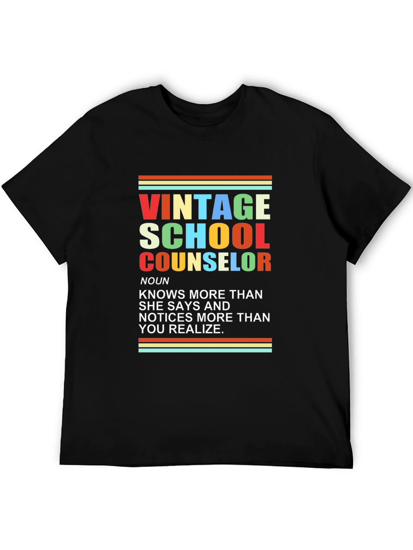Black Vintage School Counselor T-Shirt view 5