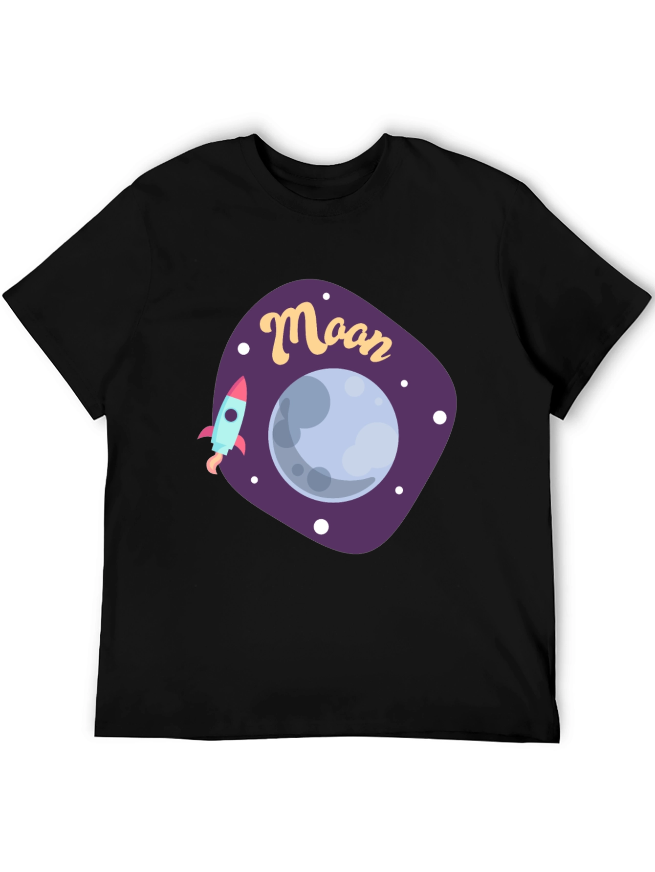 Black Moon Graphic T-Shirt - Space Rocket Design view 5