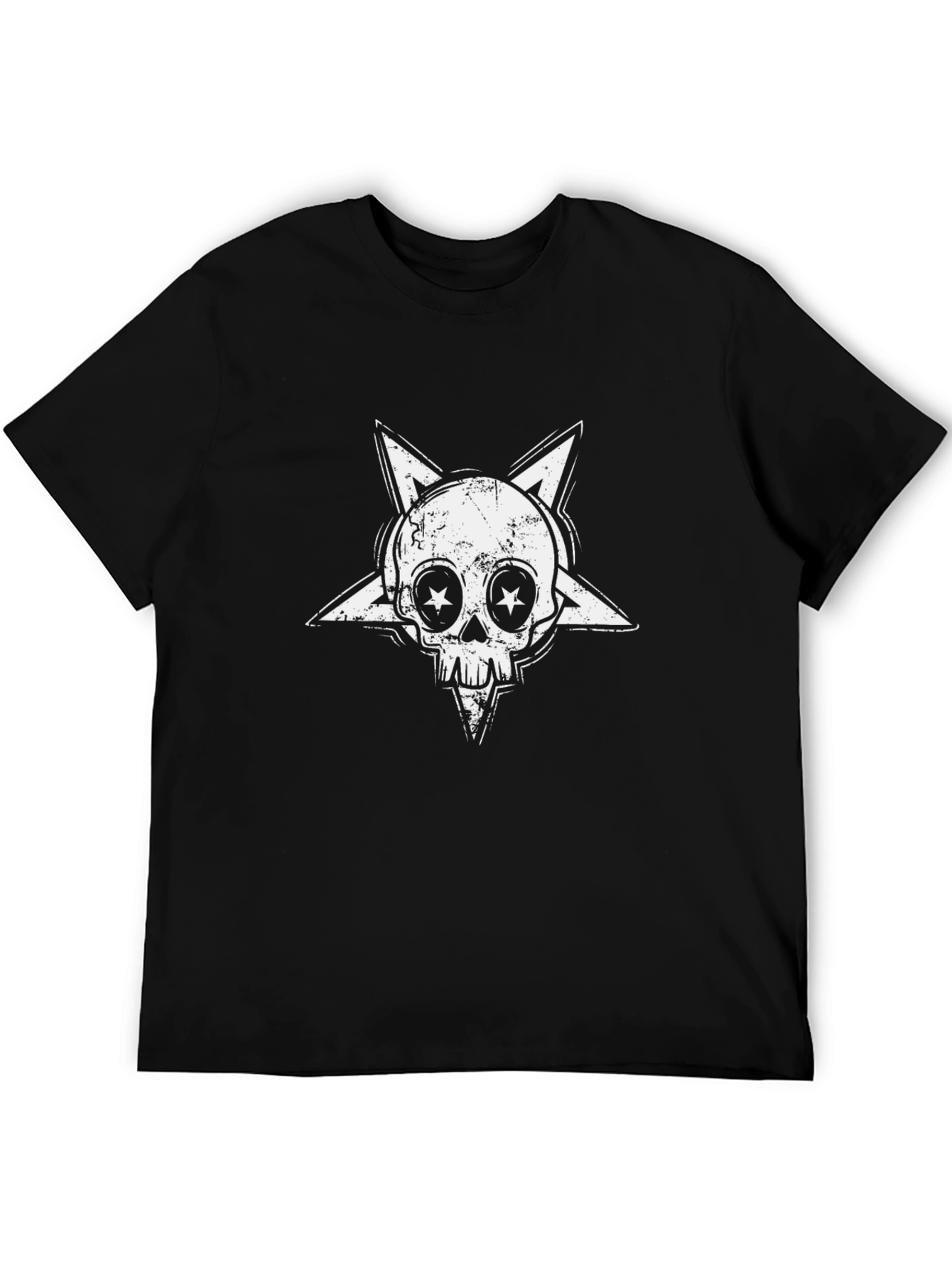 Black Skull Star Graphic Tee - Black Cotton Blend view 5