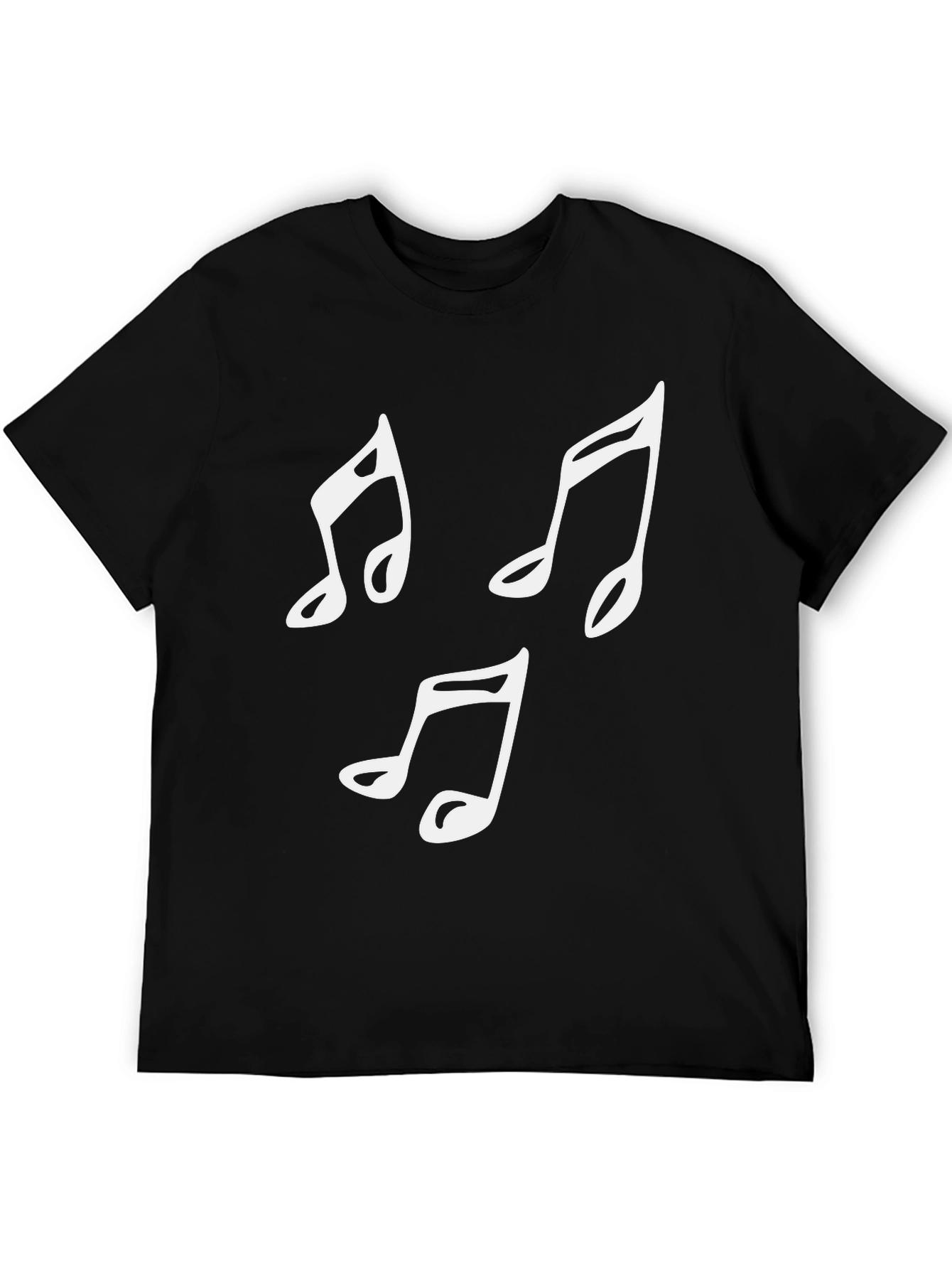 Black Musical Notes Graphic Tee - Black Cotton T-Shirt view 5