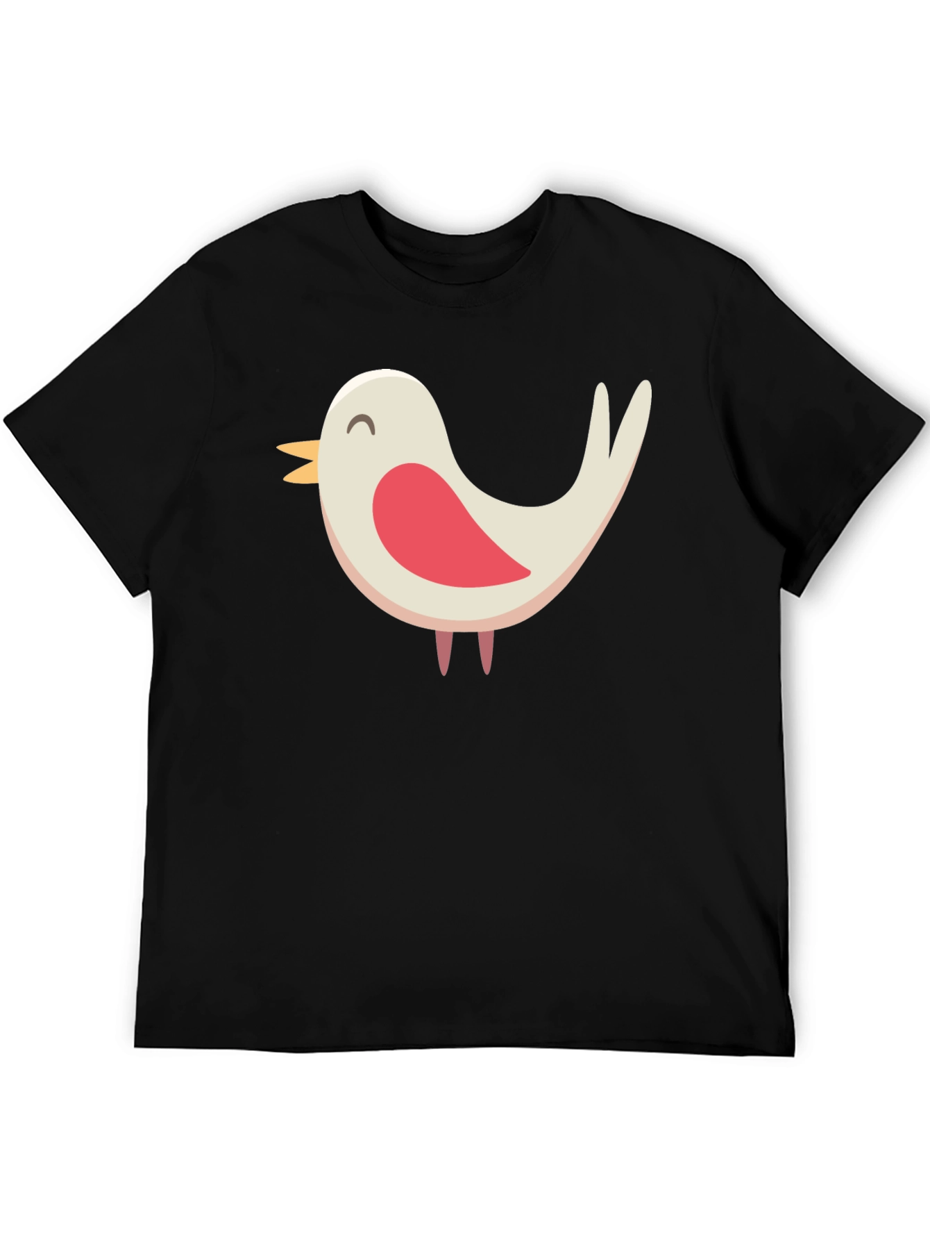 Black Cute Bird Graphic Tee - Black Cotton Blend Shirt view 5