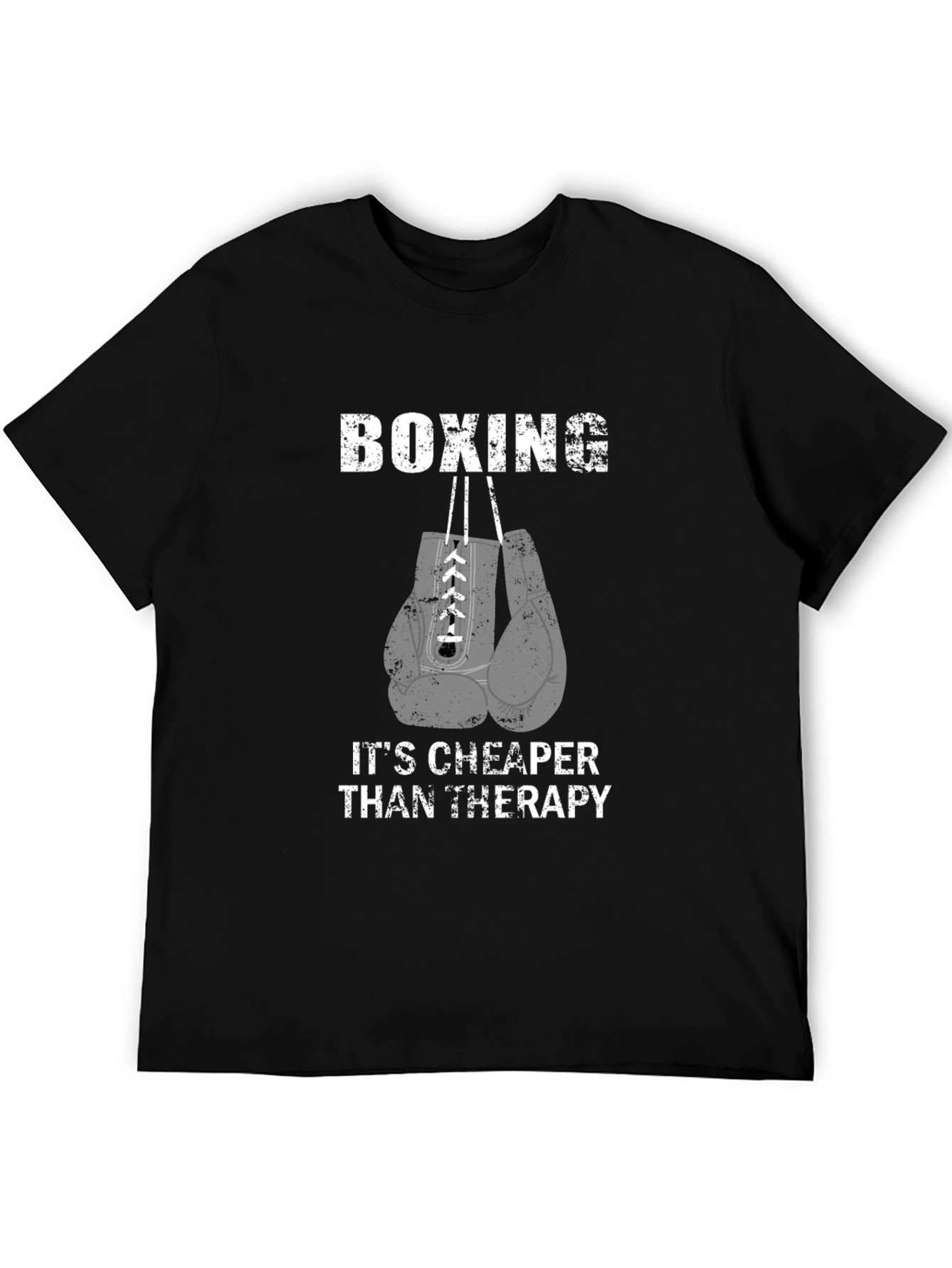 Black Boxing Therapy T-Shirt | Funny Boxing Gift view 5