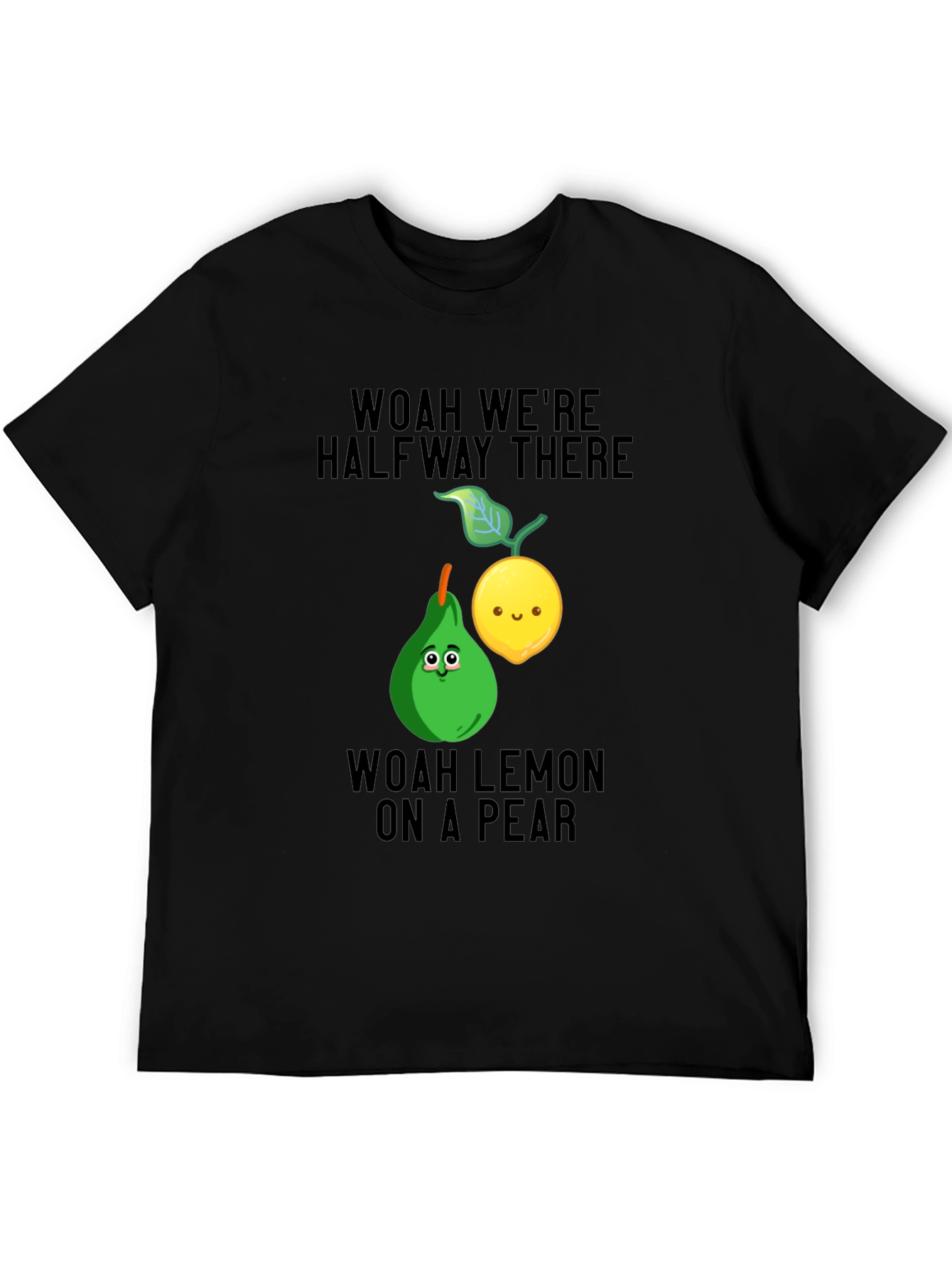 Black Woah Lemon on a Pear Graphic T-Shirt view 5