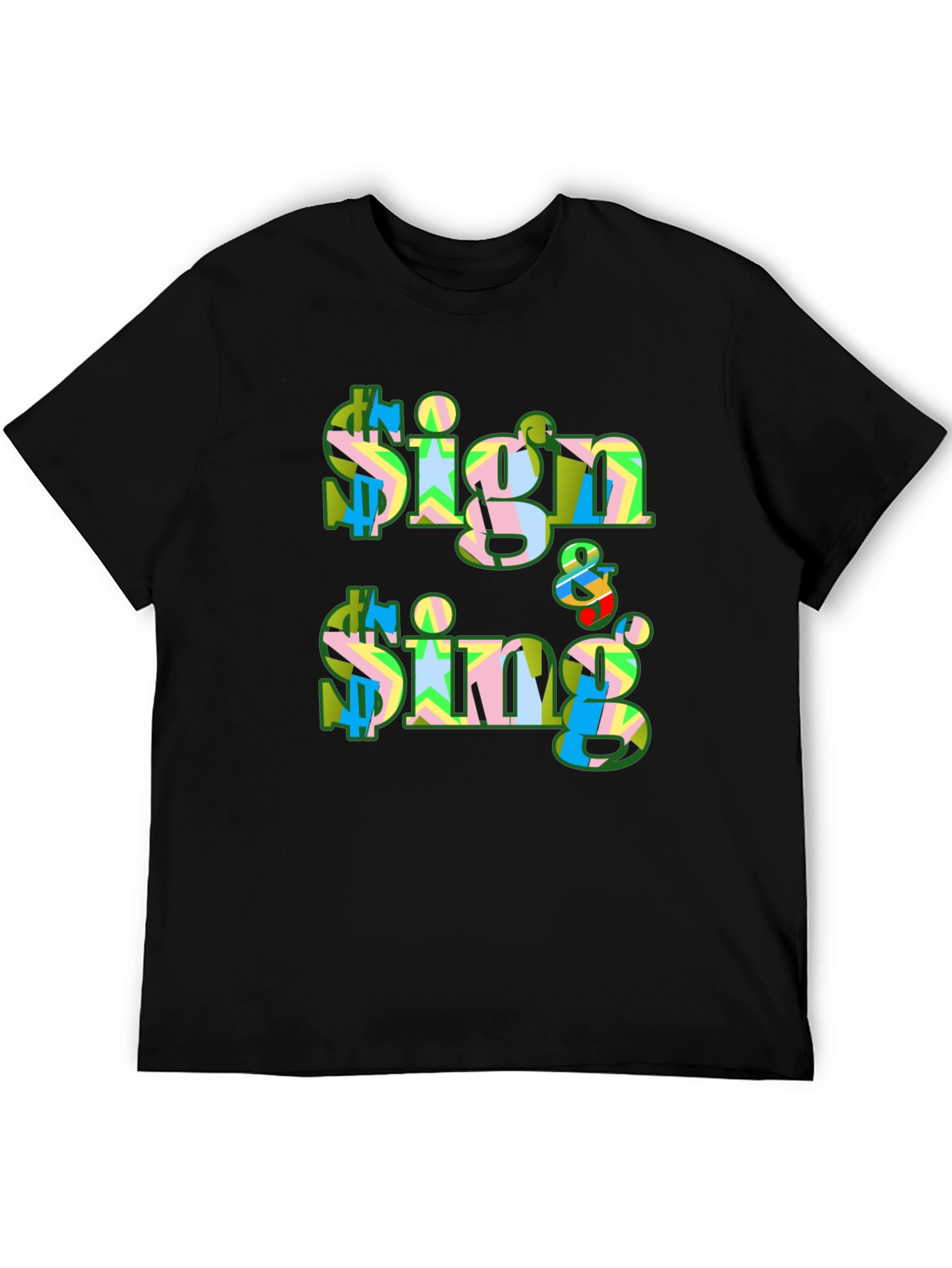 Black Sign & Sing Graphic T-Shirt - Bold Print view 5