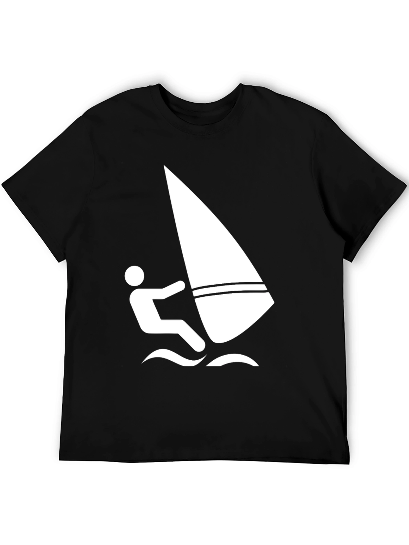 Black Windsurfing Graphic Tee - Black Cotton T-Shirt view 5