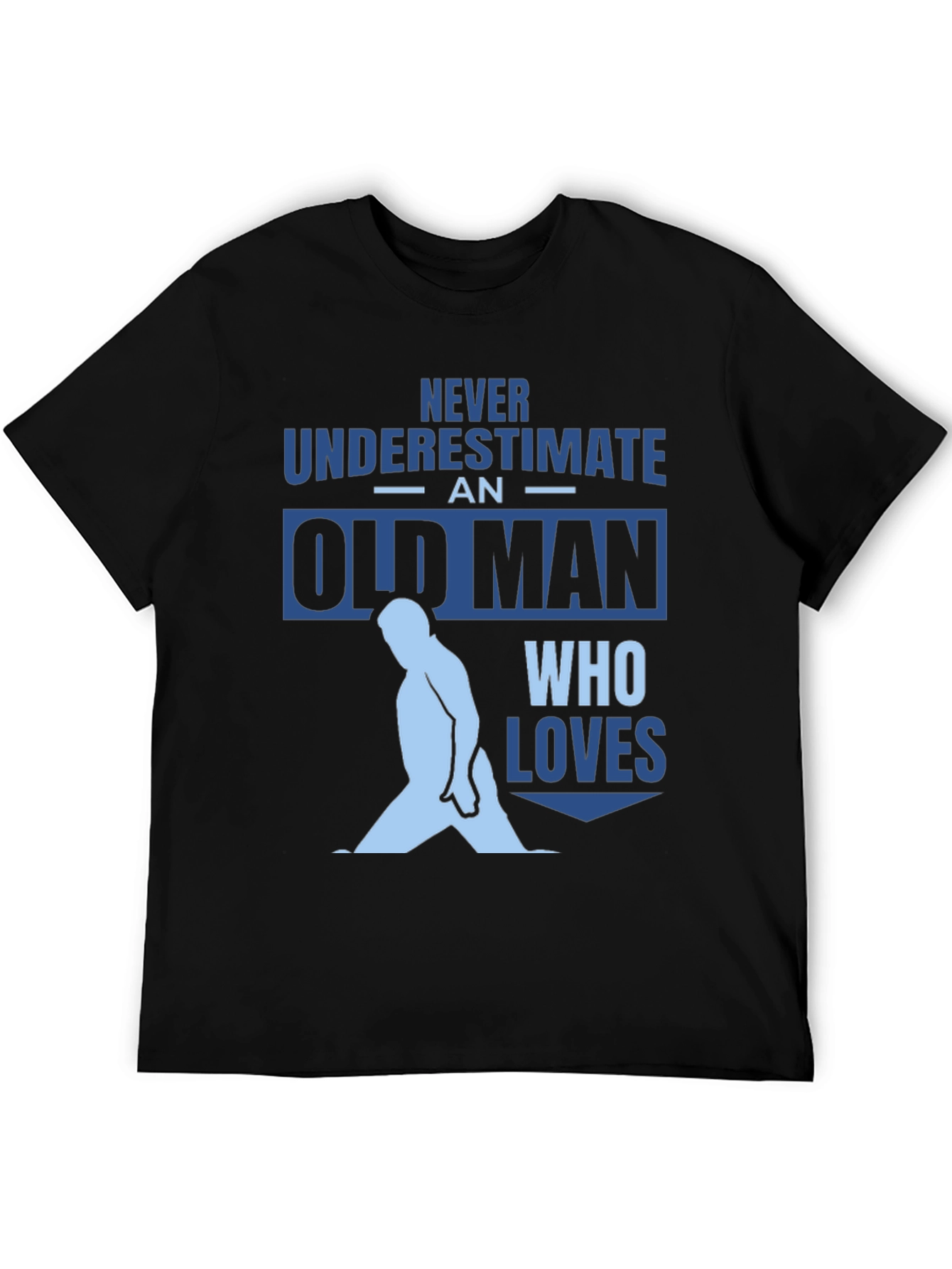 Black Never Underestimate Old Man Black T-Shirt view 5