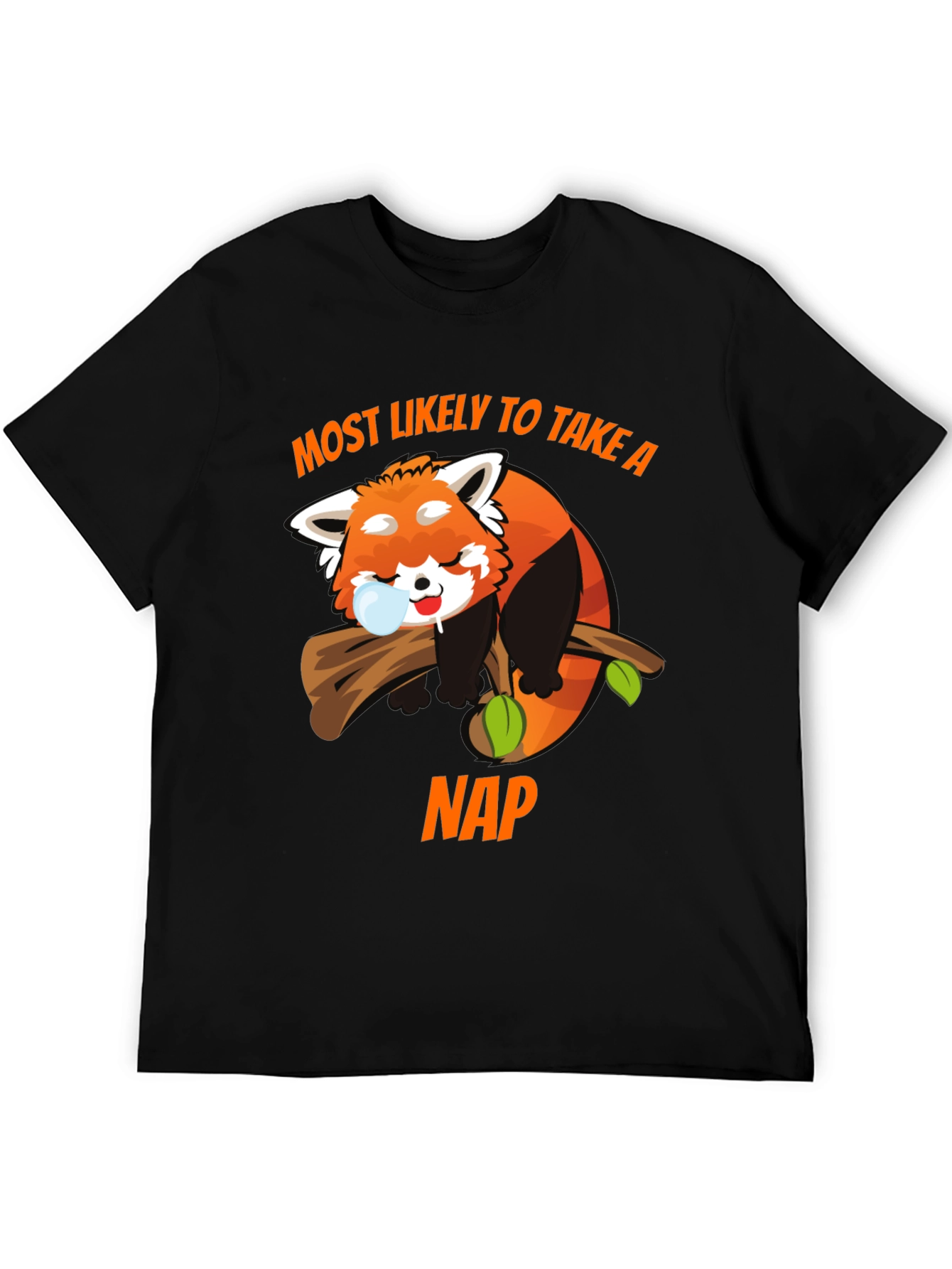 Black Funny Red Panda Nap T-Shirt view 5