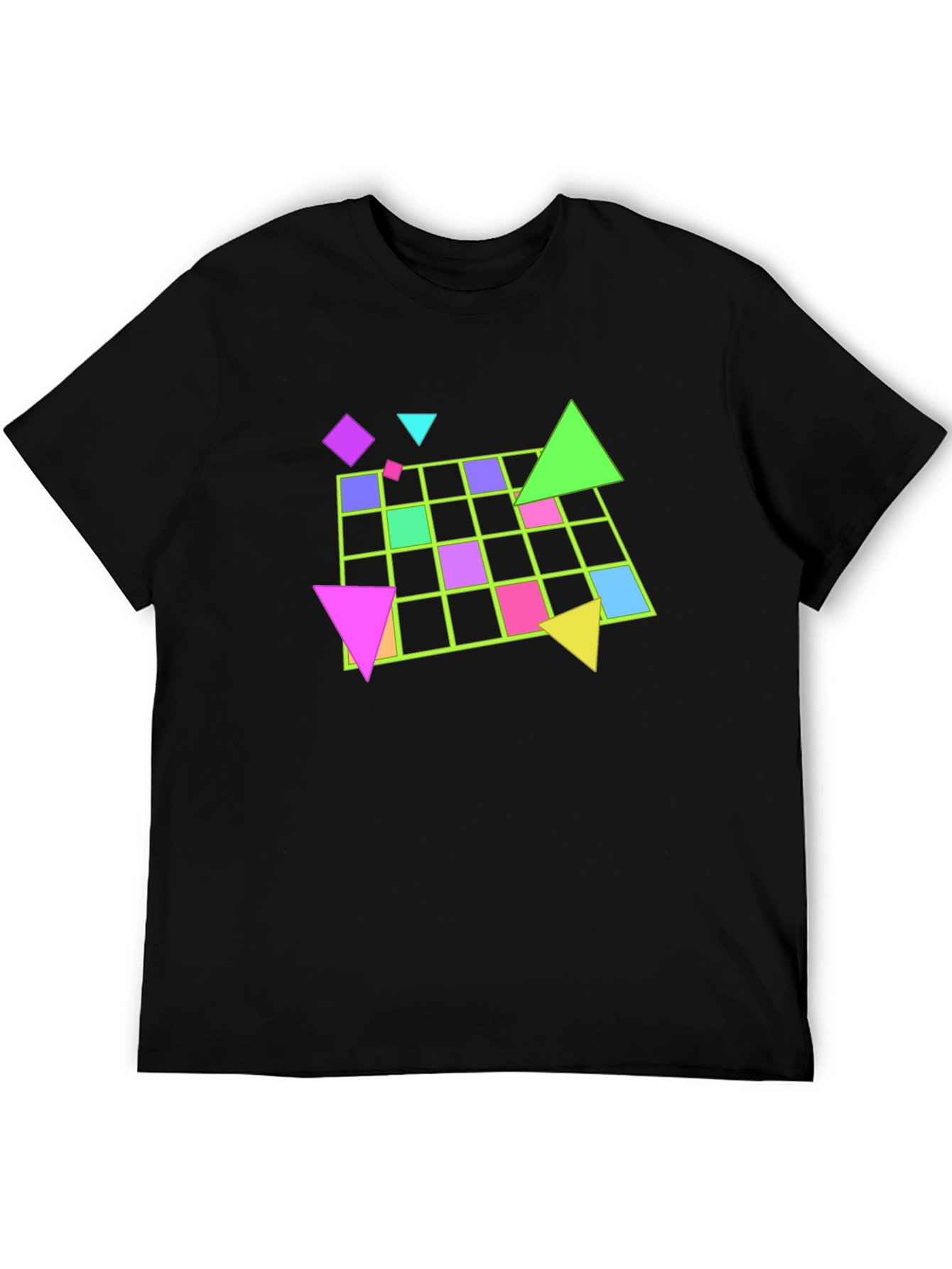 Black Geometric 80s Retro T-Shirt - Black view 5