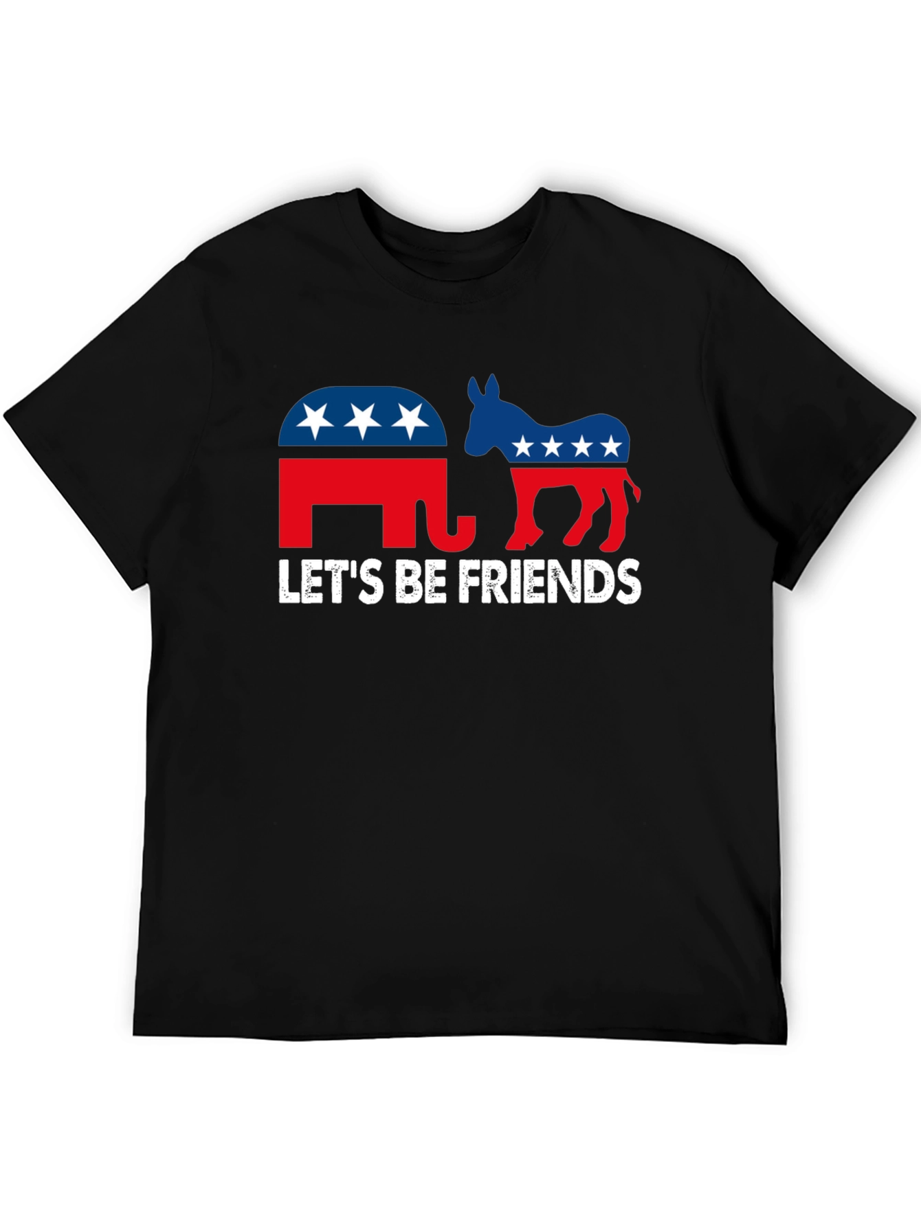 Black Let's Be Friends Political T-Shirt view 5