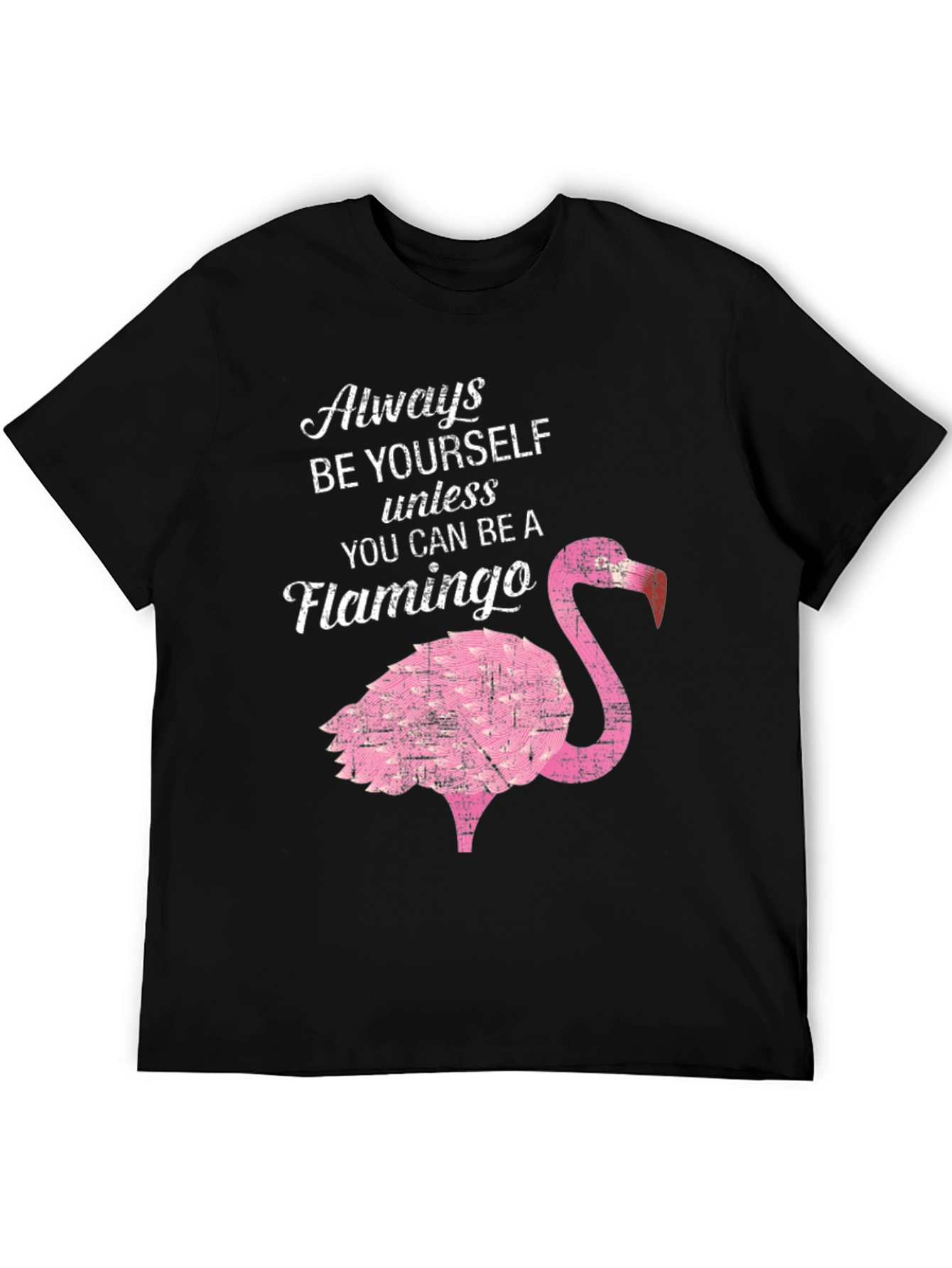 Black Be a Flamingo T-Shirt - Novelty Graphic Tee view 5