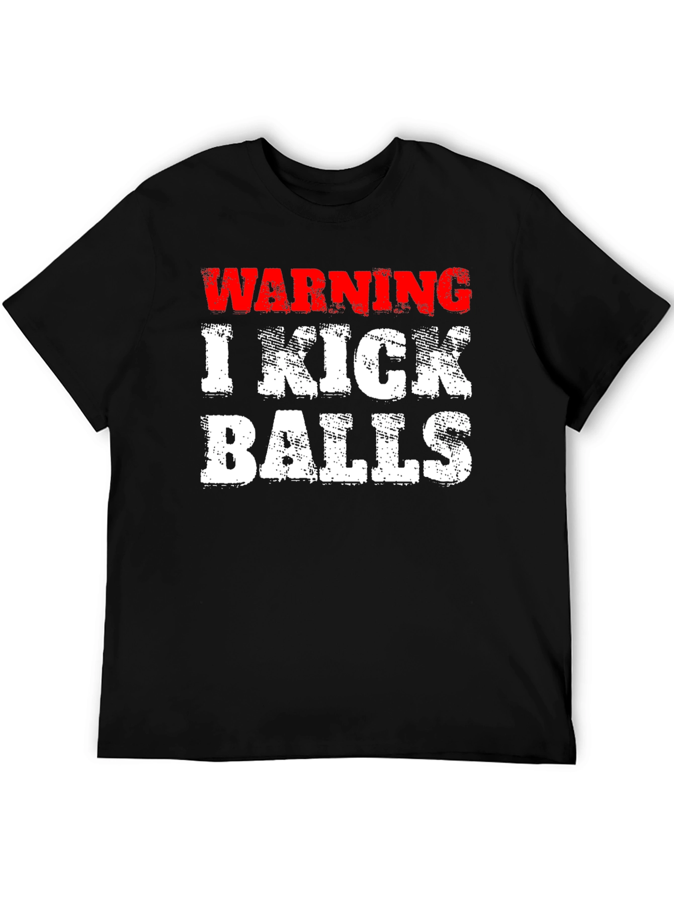 Black Warning: I Kick Balls Funny T-Shirt view 5