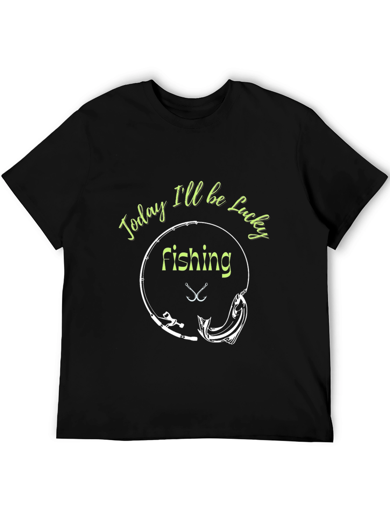Black Lucky Fishing Tee - Black Graphic T-Shirt view 5