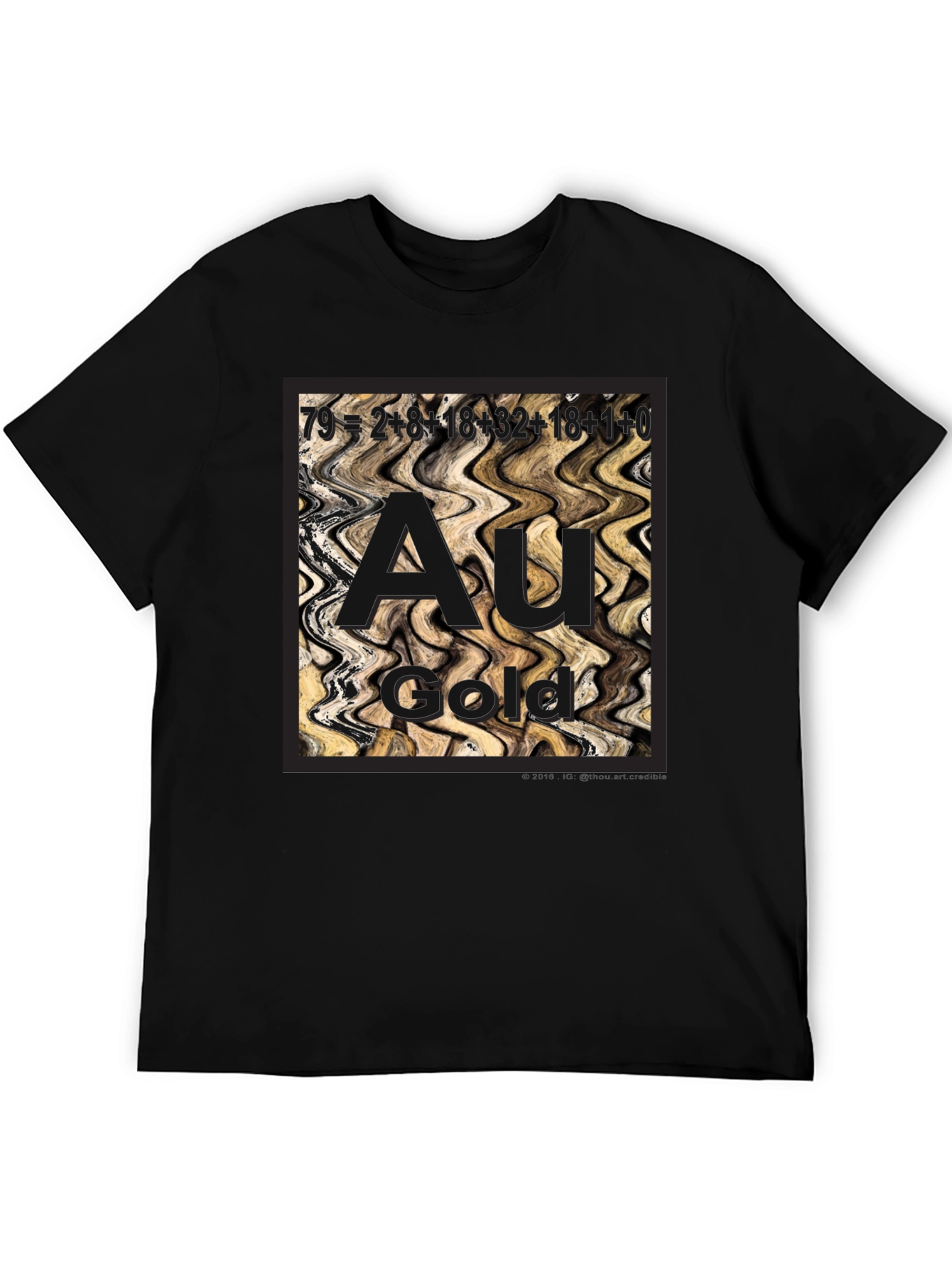 Black Gold Element Periodic Table Graphic Tee - Black view 5