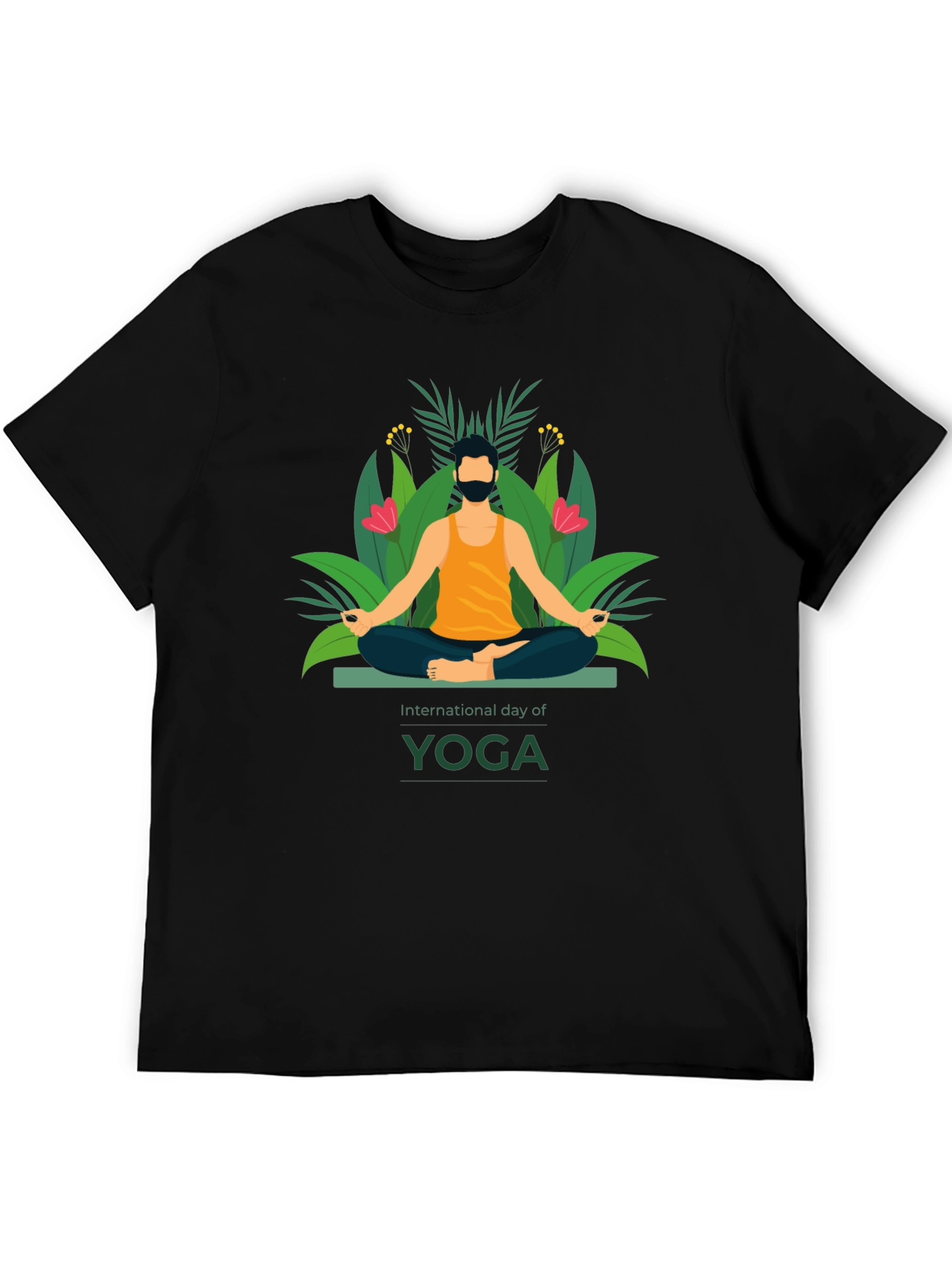 Black International Yoga Day Graphic Tee - Black view 5