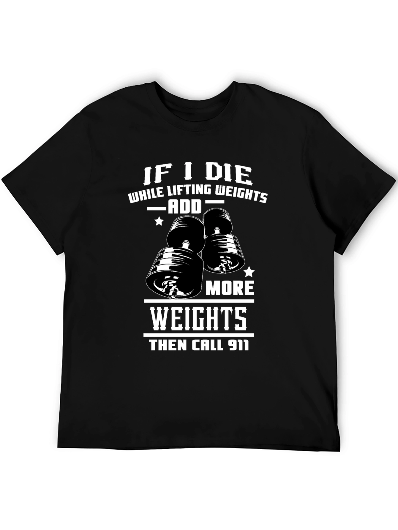 Black Weight Lifting Humor T-Shirt: Add More Weights view 5