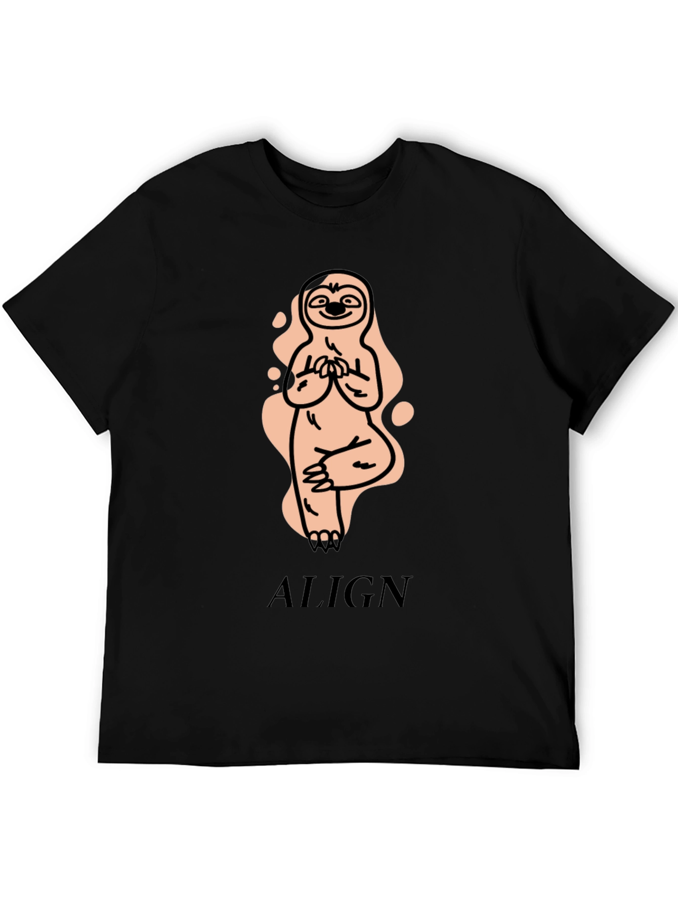 Black Yoga Sloth T-Shirt - Align Yourself view 5
