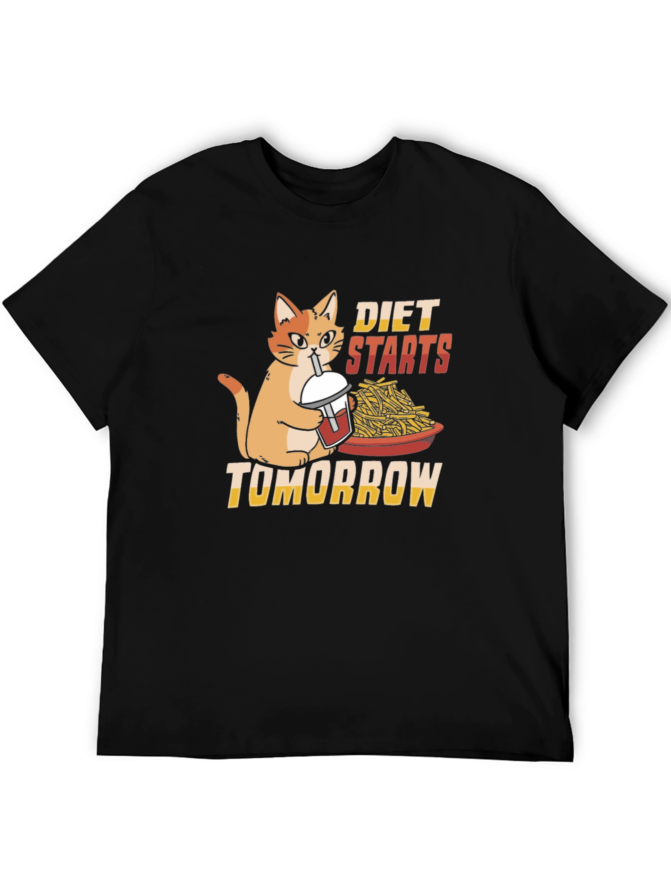 Black Diet Starts Tomorrow Funny Cat T-Shirt view 5