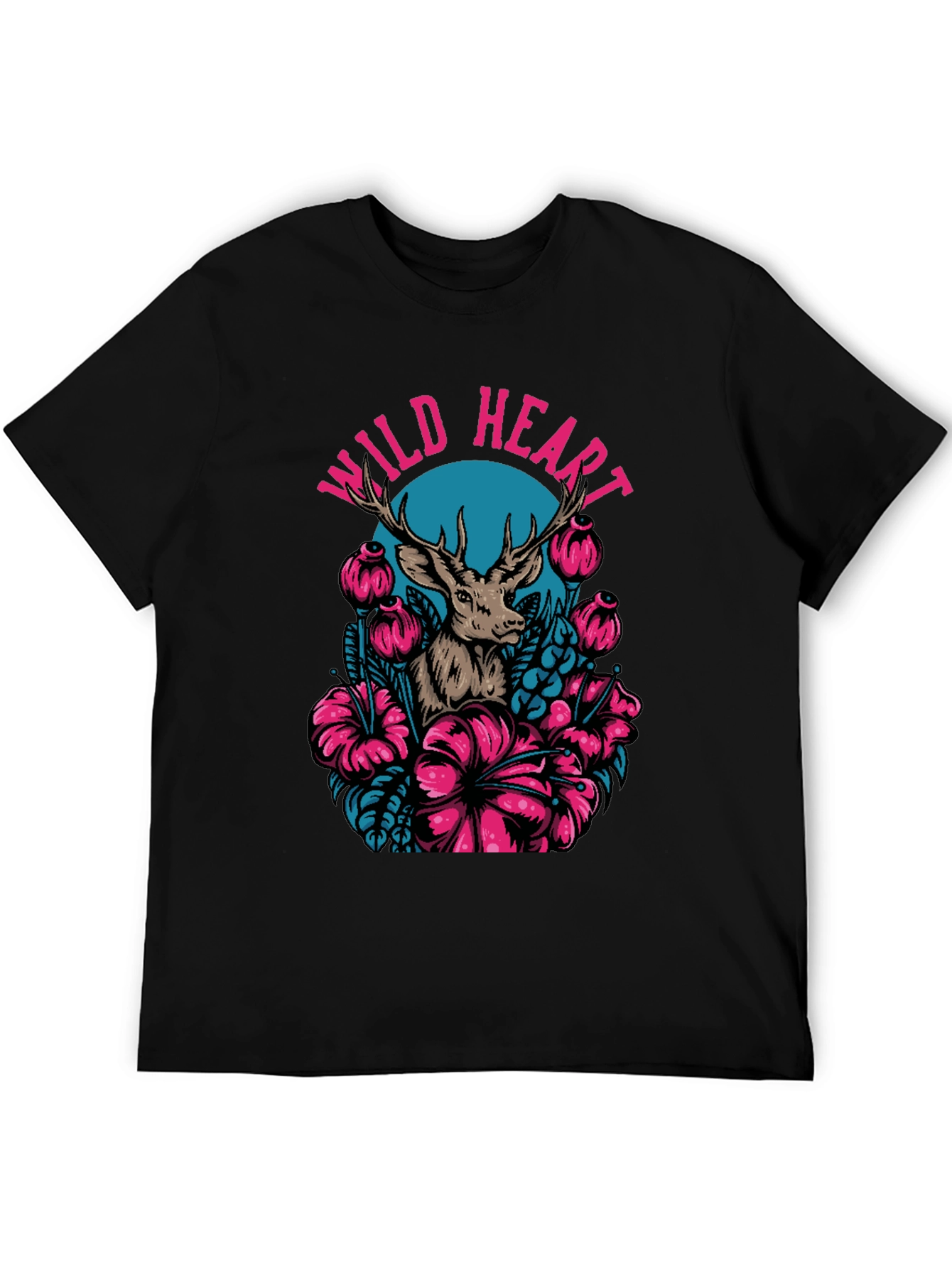 Black Wild Heart Deer Graphic Tee - Black view 5