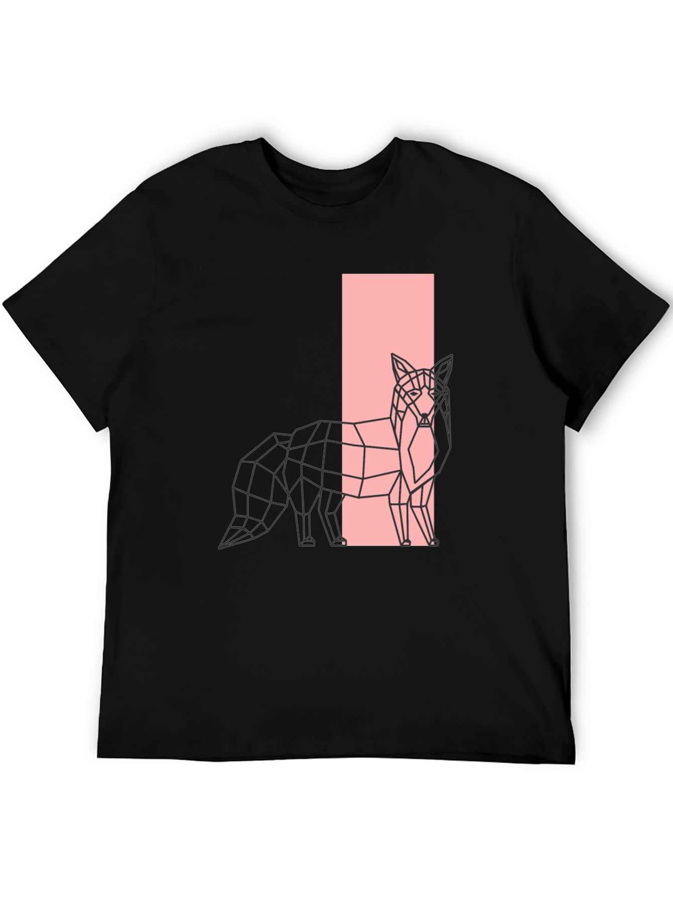 Black Geometric Fox Graphic Black T-Shirt view 5