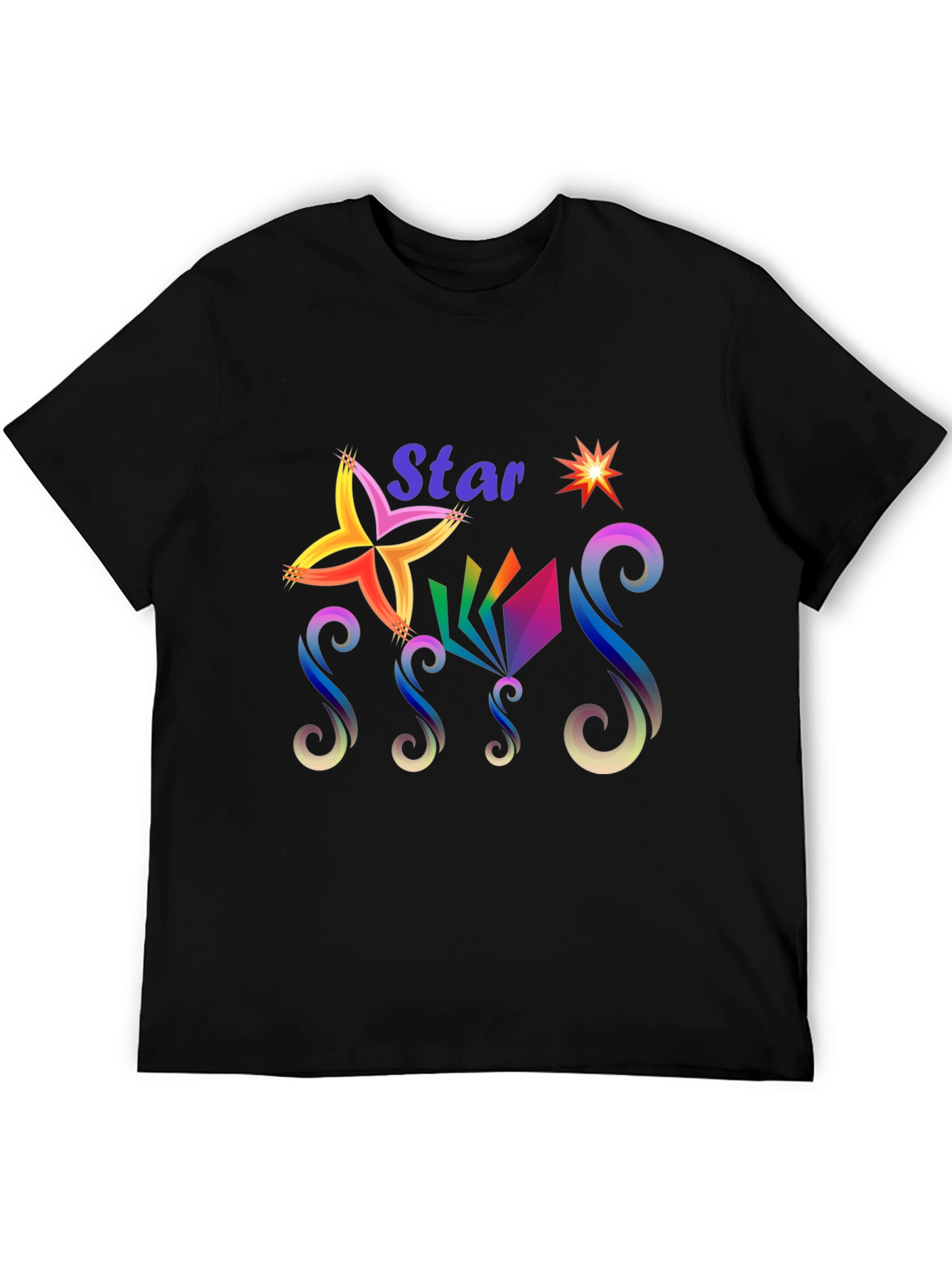 Black Star Graphic Print Black T-Shirt view 5