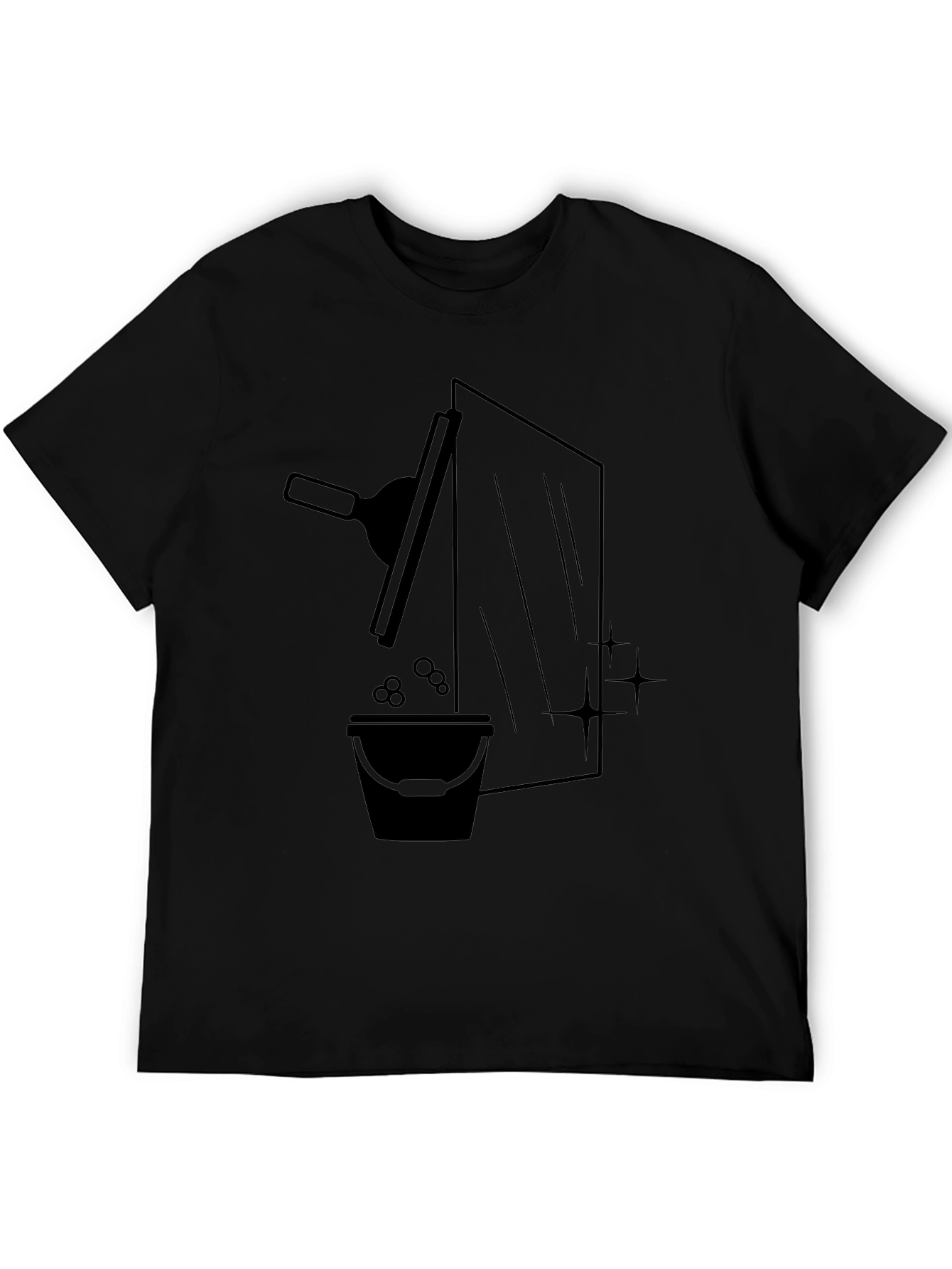 Black Window Washer Graphic Tee - Black Crew Neck T-Shirt view 5