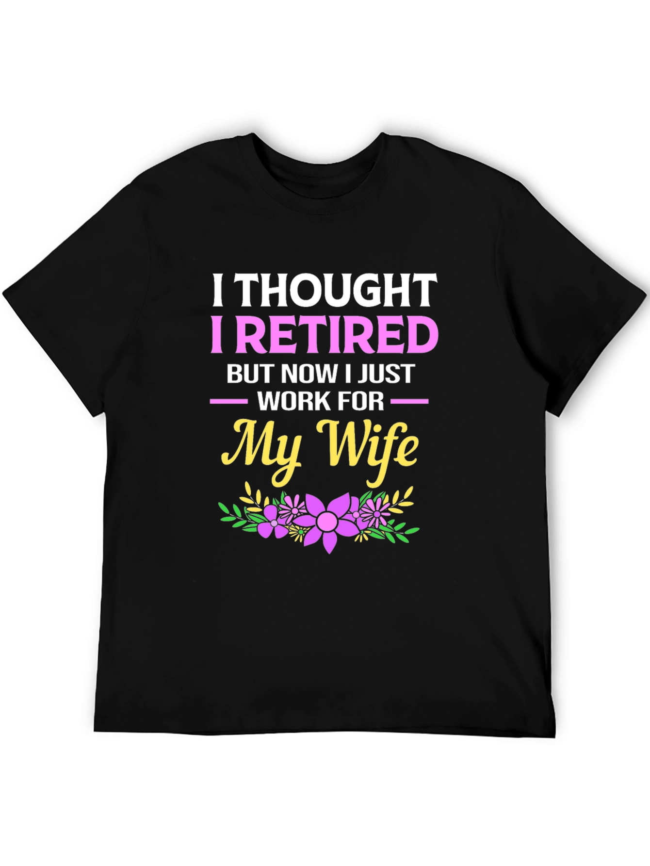 Black Retired Funny Graphic T-Shirt view 5