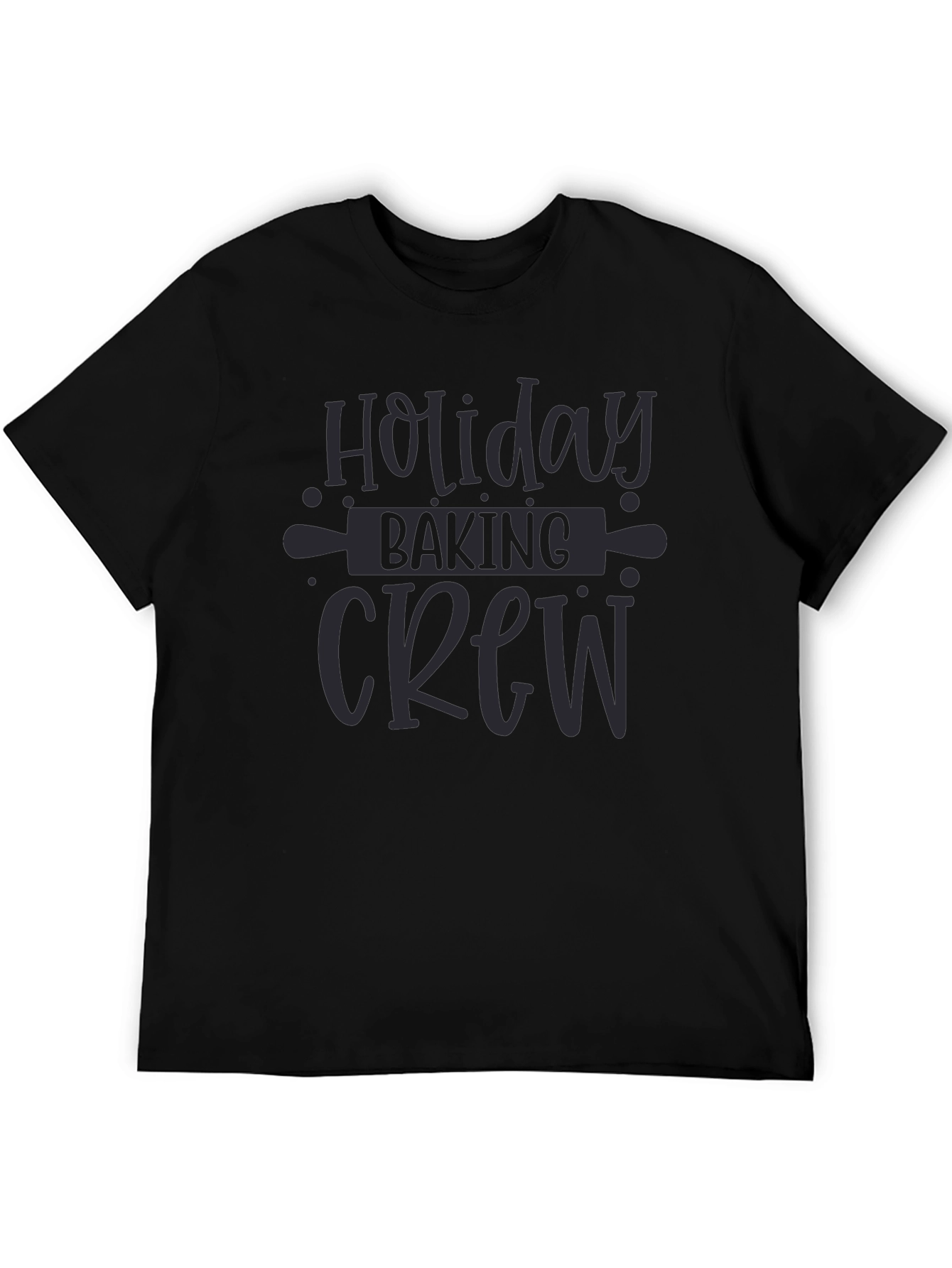 Black Holiday Baking Crew Graphic Tee - Unisex Black T-Shirt view 5