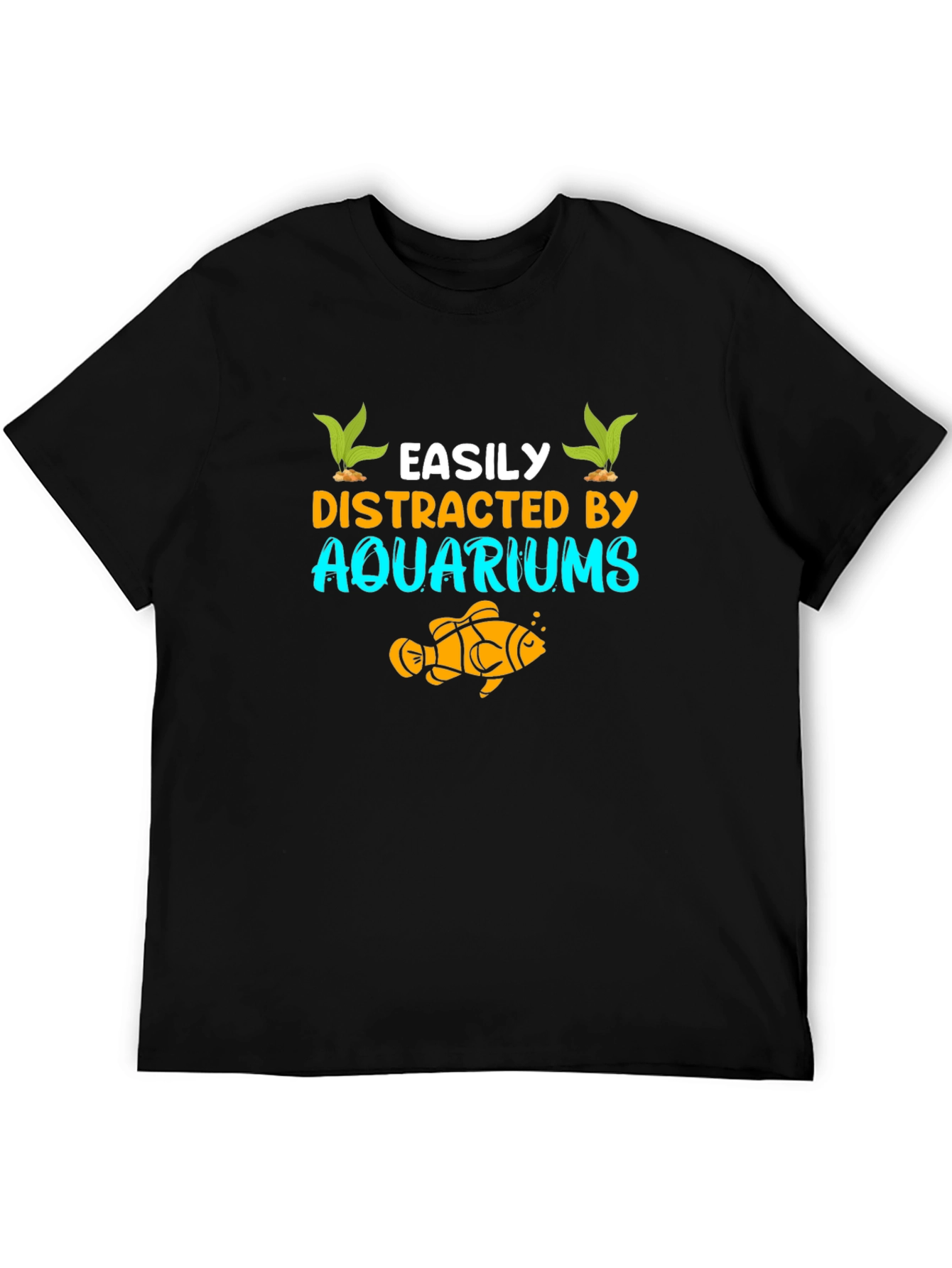 Black Easily Distracted by Aquariums Graphic T-Shirt view 5