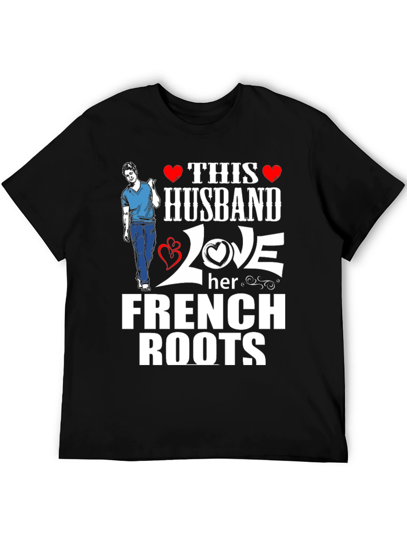 Black Husband Loves French Roots Graphic T-Shirt view 5