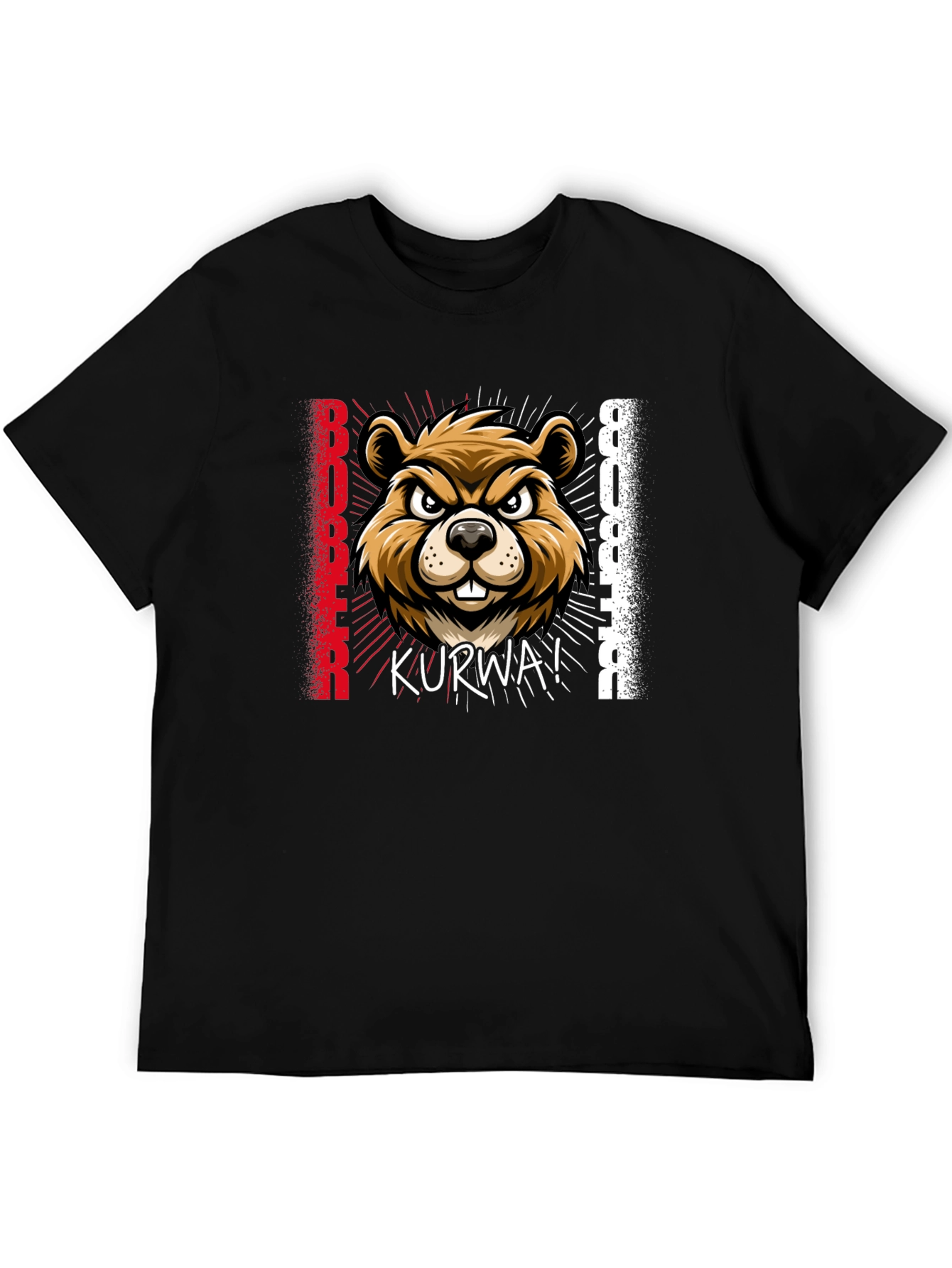 Black Bóbr Kurwa! Beaver T-Shirt - Funny Polish Pride view 5