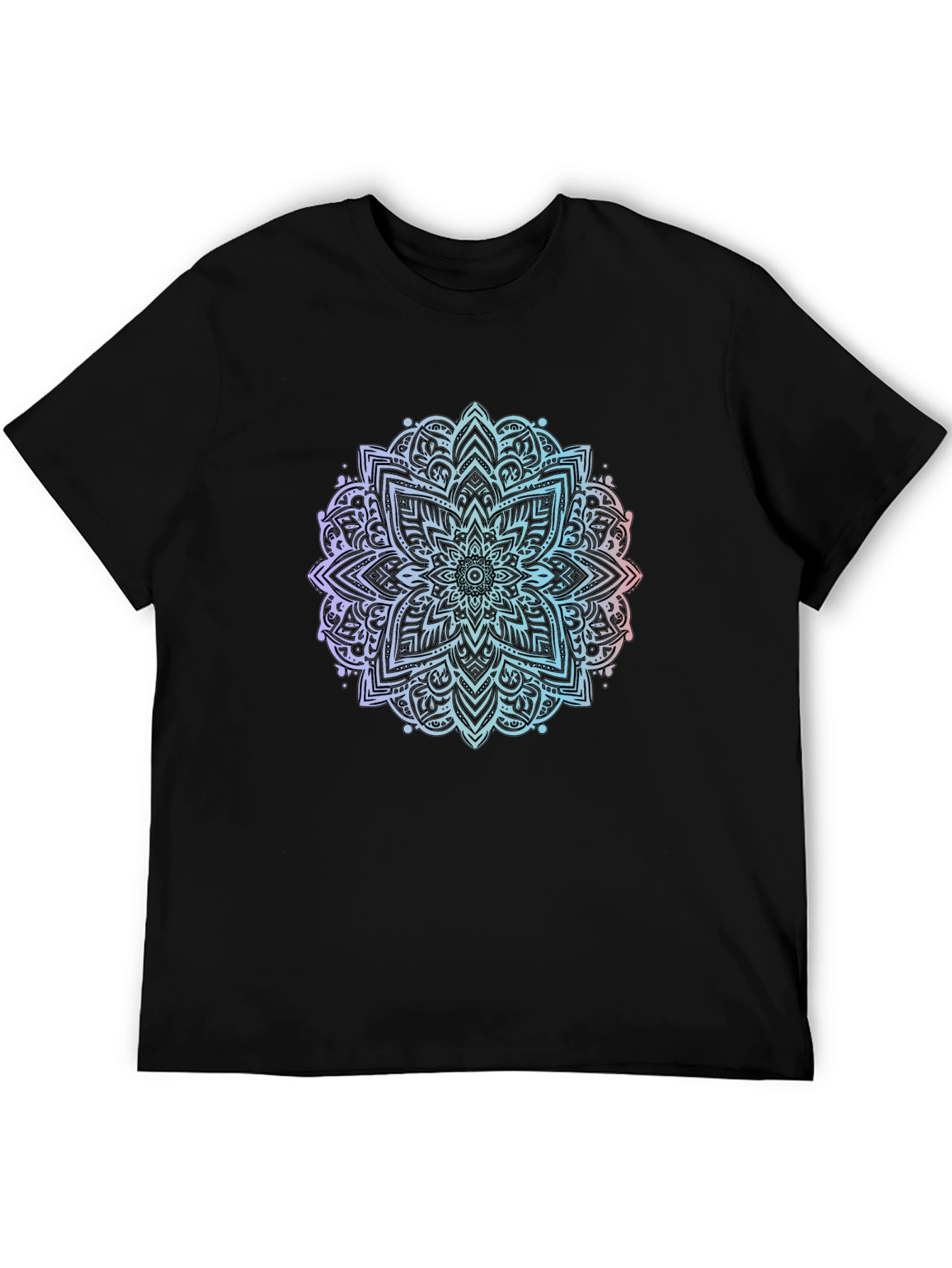 Black Mandala Print Black T-Shirt view 5
