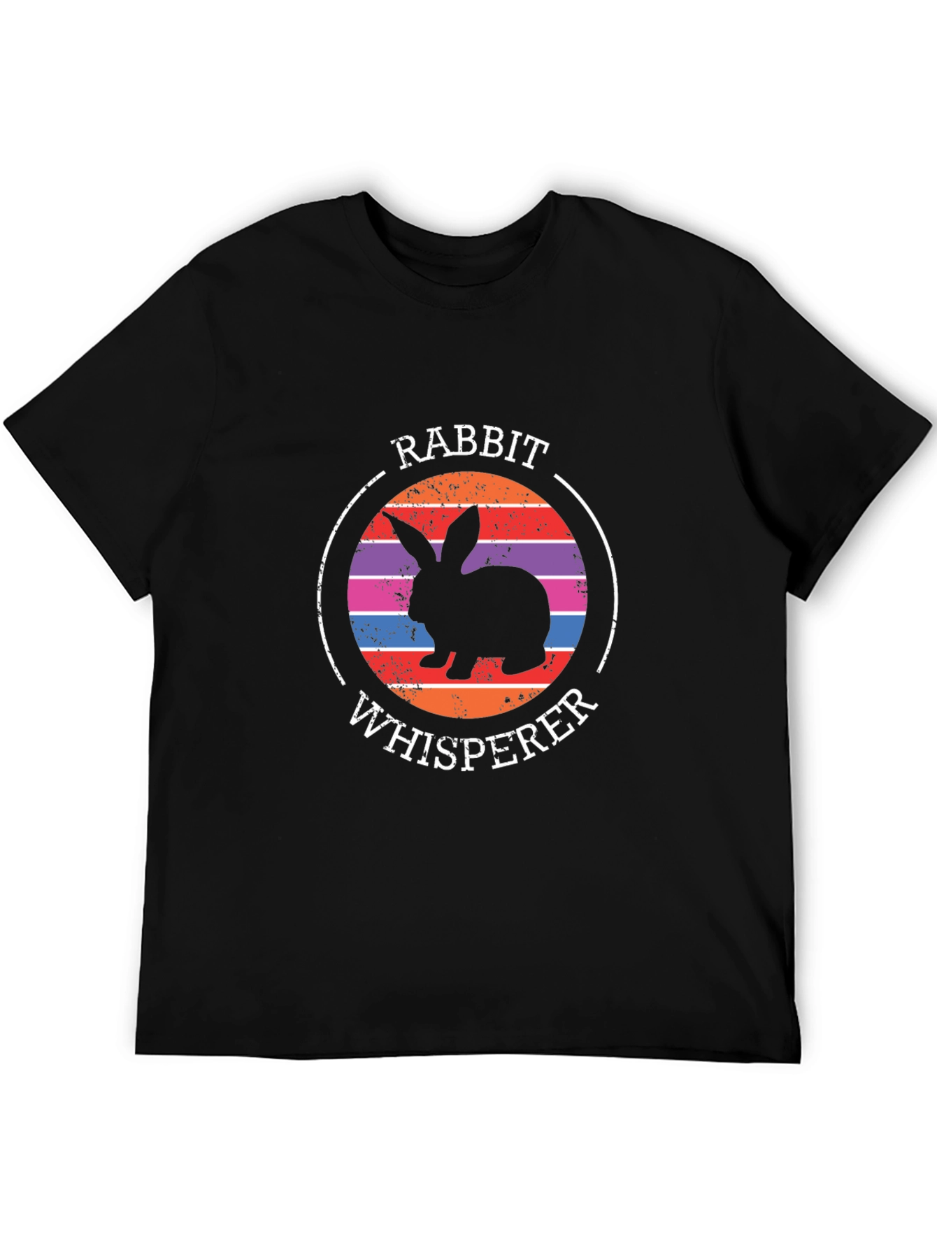 Black Rabbit Whisperer Graphic Tee - Unisex Black T-Shirt view 5