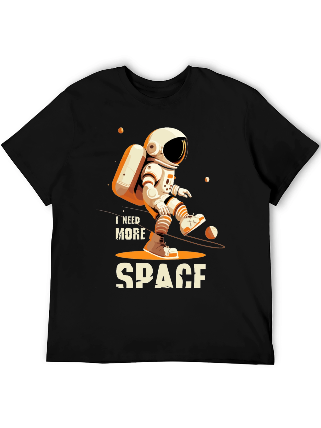 Black I Need More Space Astronaut Graphic T-Shirt view 5