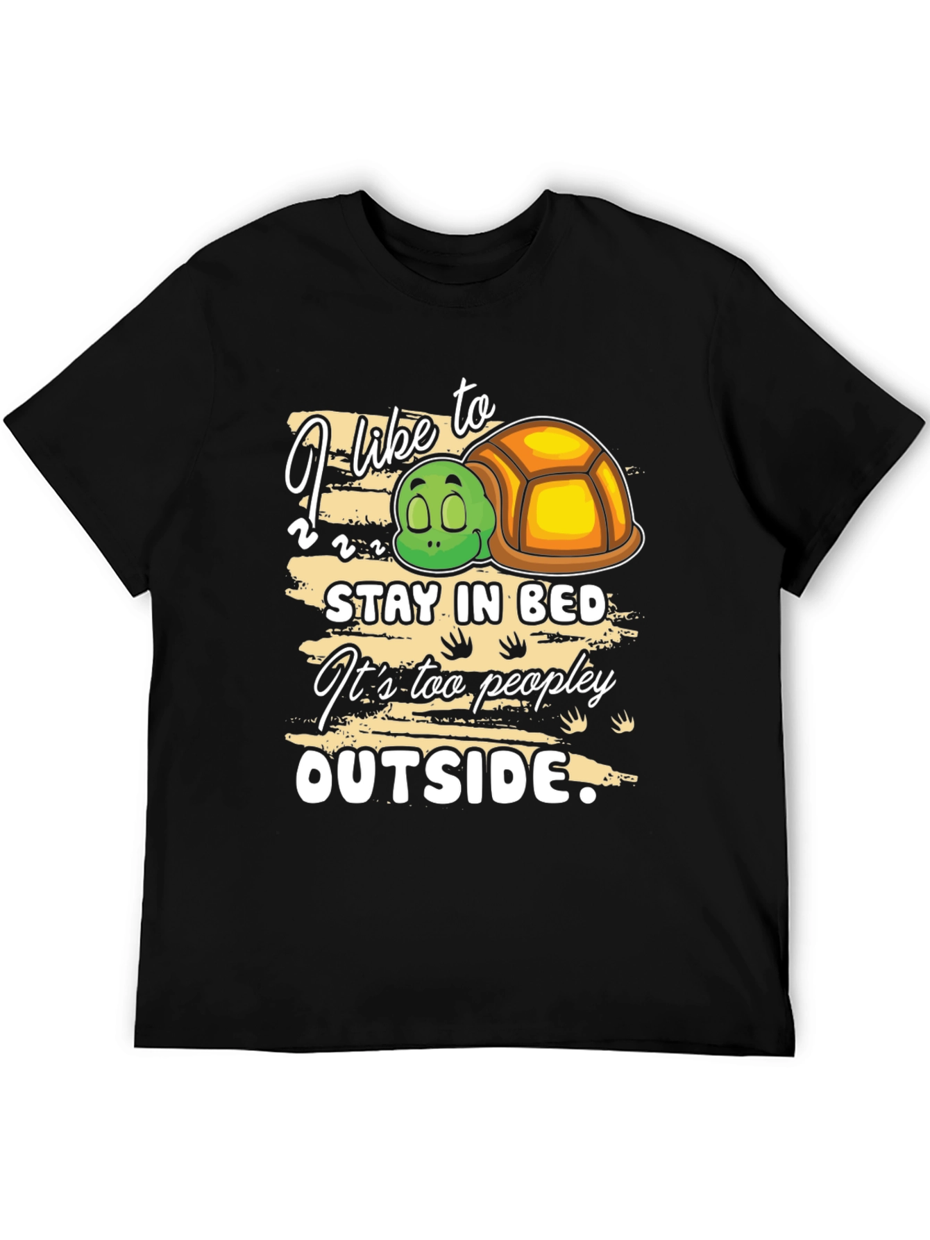 Black I Like to Stay in Bed Turtle T-Shirt view 5
