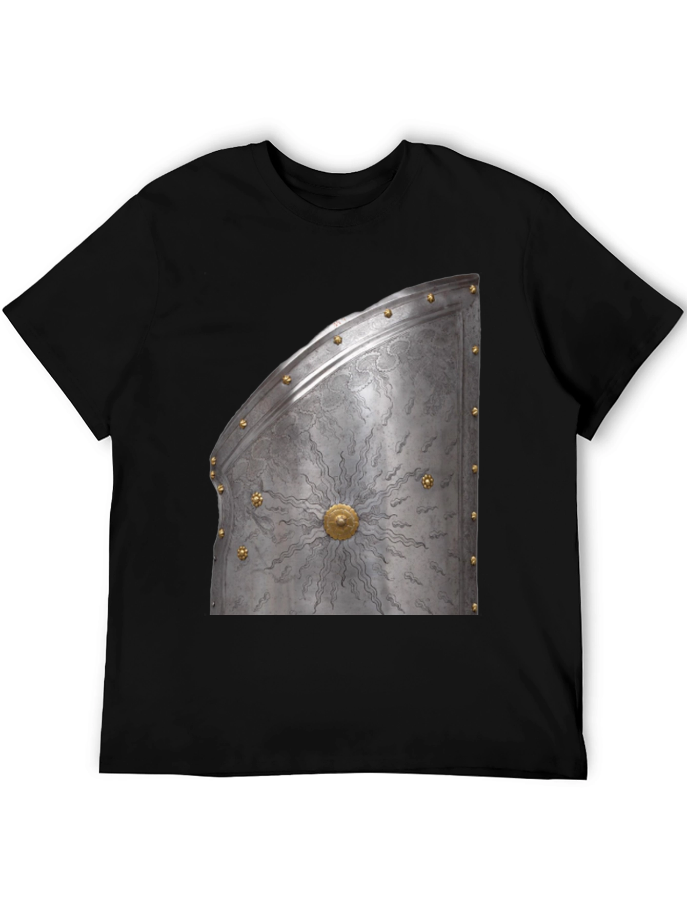 Black Medieval Knight Armor Graphic Tee - Unique Design view 5