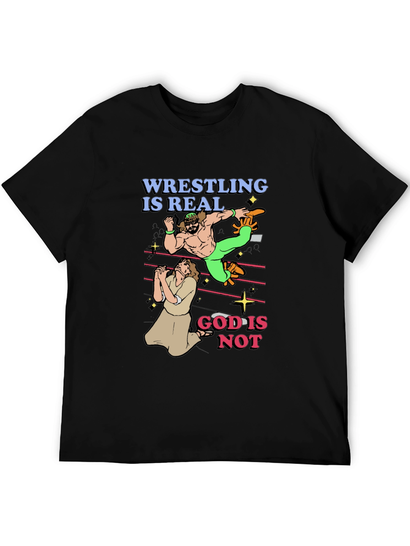 Black Wrestling is Real - Funny Graphic T-Shirt view 5