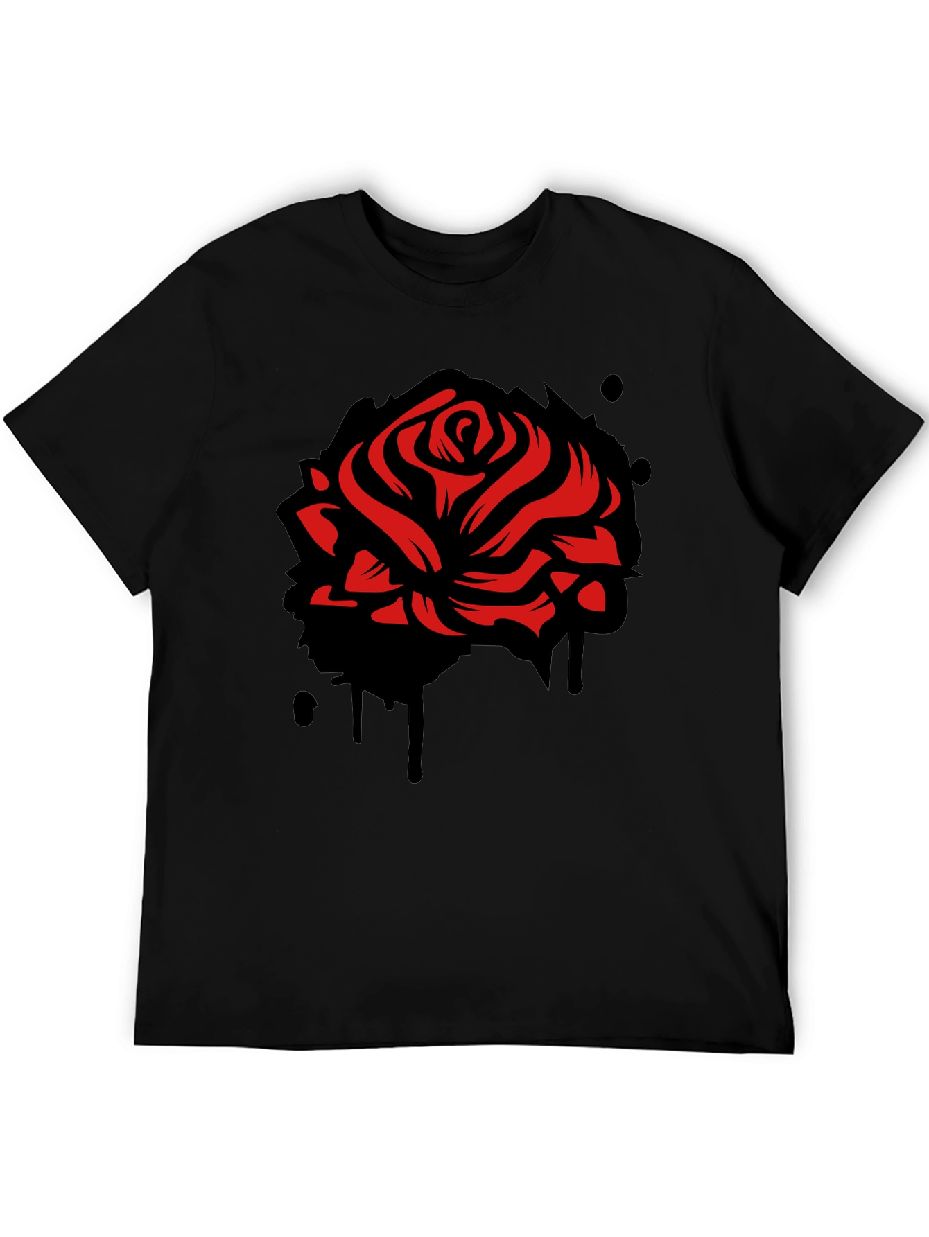 Black Red Rose Graphic Black T-Shirt view 5